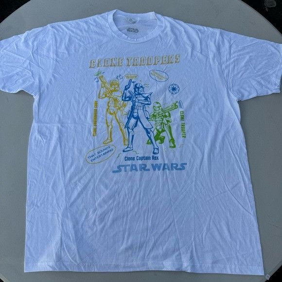 Star Wars NEW STAR WARS THE CLONE WARS DOODLE TROOPER WHITE T-SHIRT S Size US XXL / EU 58 / 5 - 2 Thumbnail