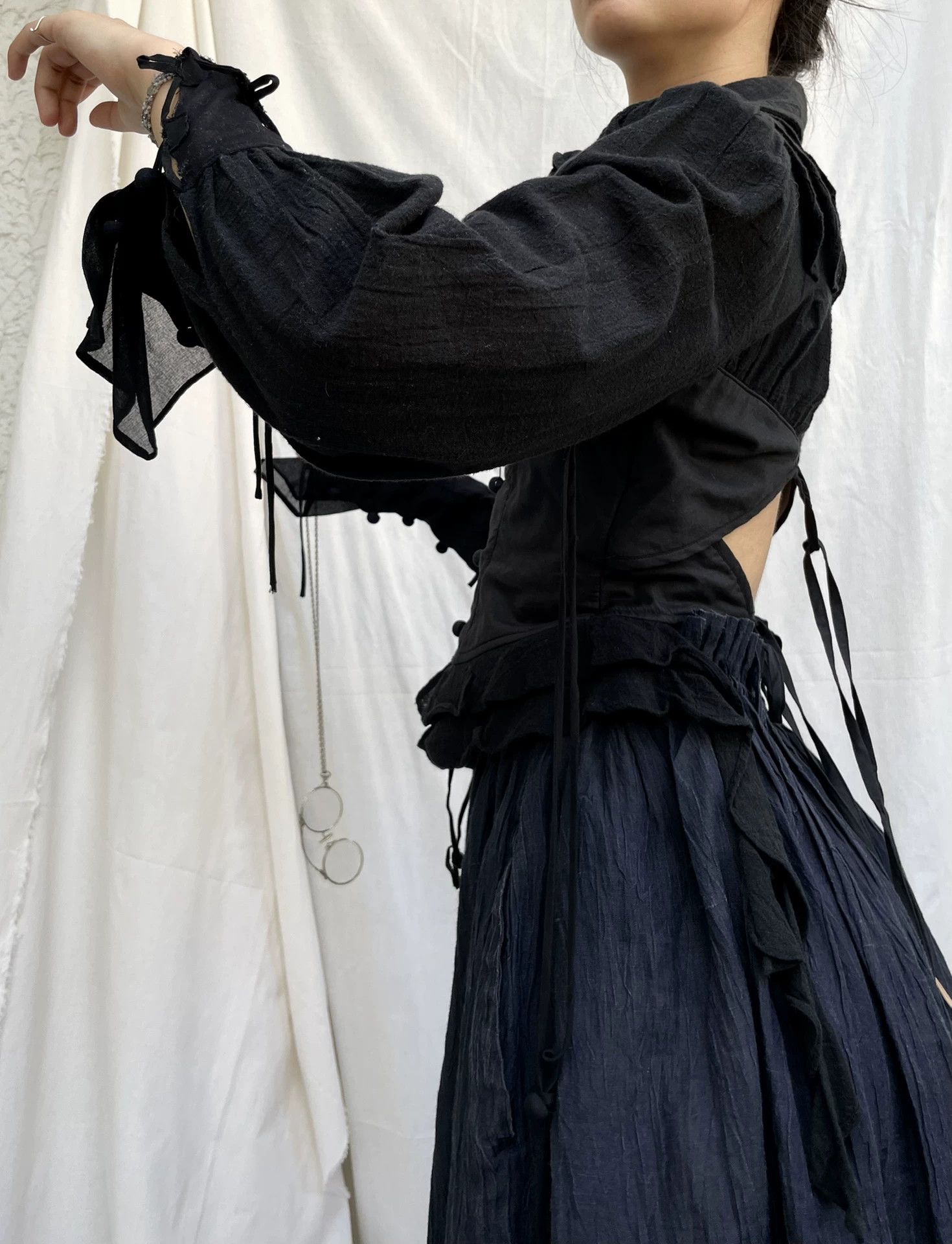 Other AliceAuaa 1990s Victorian Goth Backless Corset Shirt xs-s Size XS / US 0-2 / IT 36-38 - 1 Thumbnail