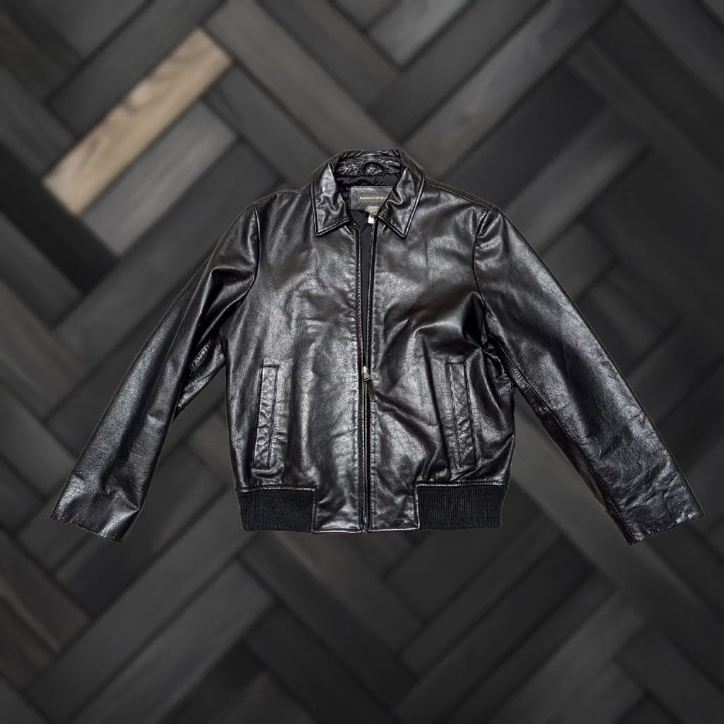 Banana Republic VINTAGE BANANA REPUBLIC black leather BOMBER jacket M goatskin cowhide 1990s Y2K Mens Size US M / EU 48-50 / 2 - 1 Thumbnail