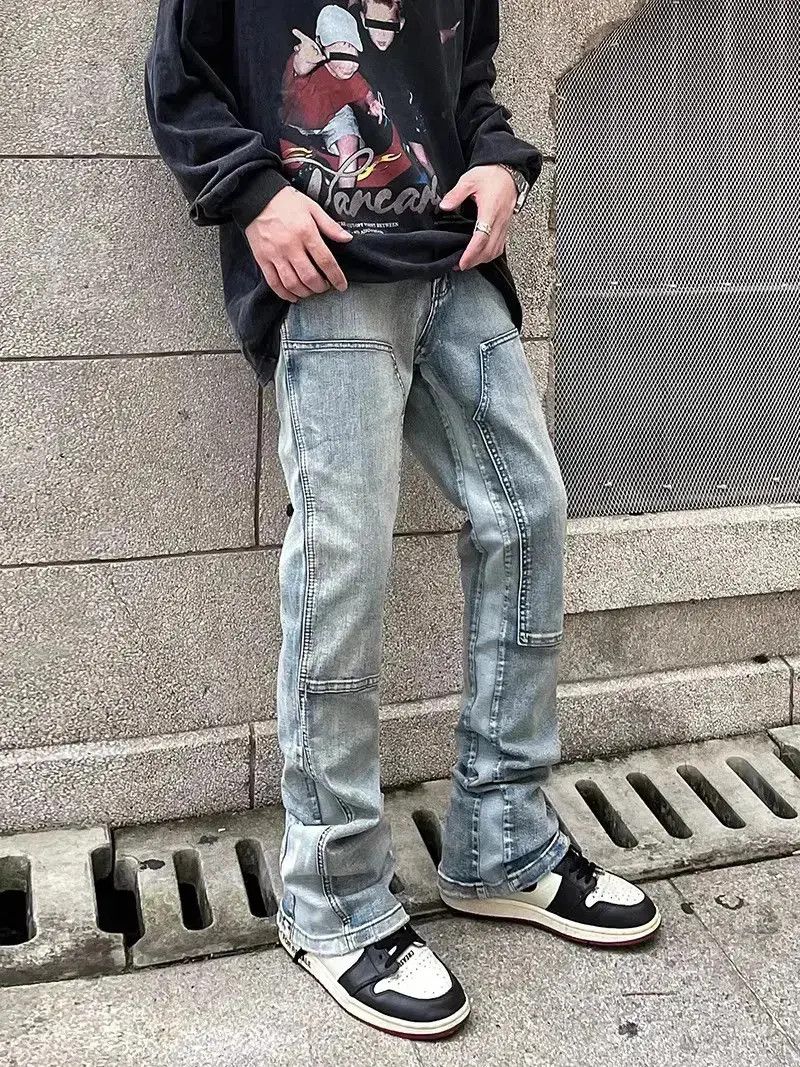 Japanese Brand Hip hop patchwork micro flared jeans Size US 30 / EU 46 - 2 Thumbnail