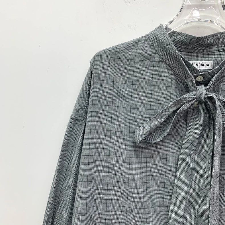 Balenciaga Balenciaga size 36 Grey plaid logo print lace up bow cotto Size XS / US 0-2 / IT 36-38 - 3 Thumbnail