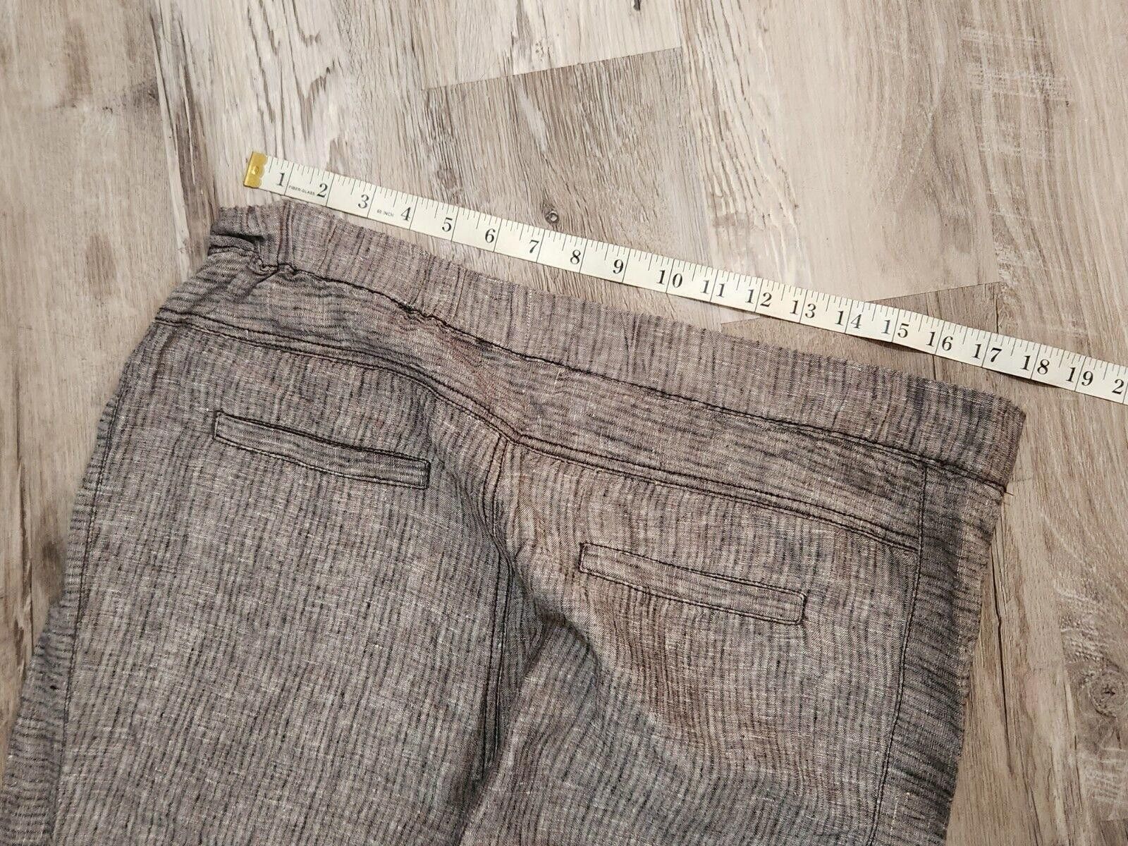 Designer HEI Linen Pants Capris Size Small Pockets Pin Stripes Brown Size 28" / US 6 / IT 42 - 3 Thumbnail