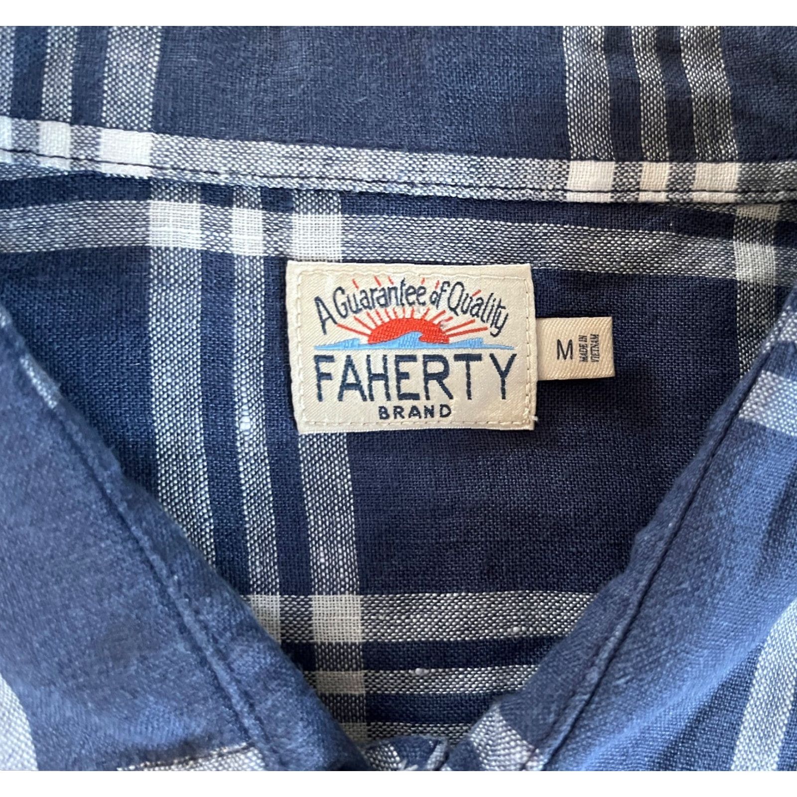 Faherty Faherty Men's Button-Up Linen Shirt Plaid Blue Sz M - Casual, Lightweight, Long Sleeve, Collared, 100% Linen, Regular Fit Size US M / EU 48-50 / 2 - 7 Thumbnail