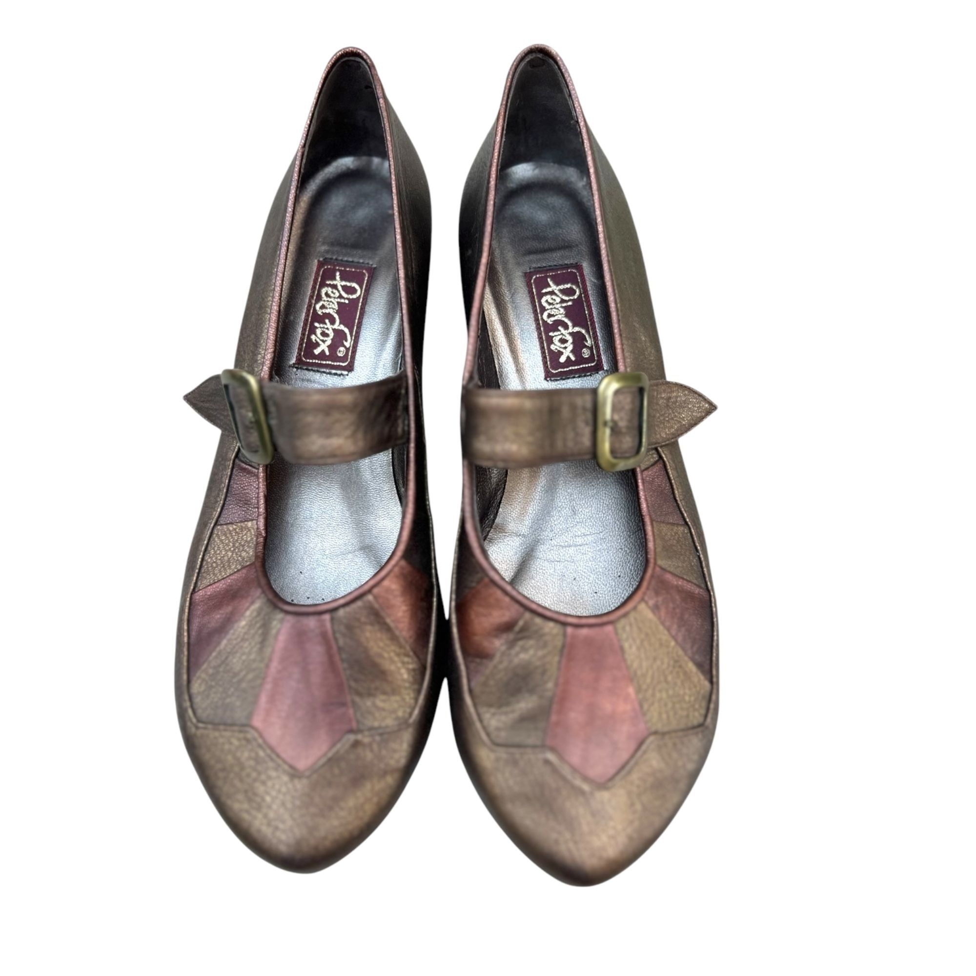 Other Peterfox Mary Jane Pumps Brown & Pink Leather Colorblock Hee Size US 9 / IT 39 - 3 Thumbnail