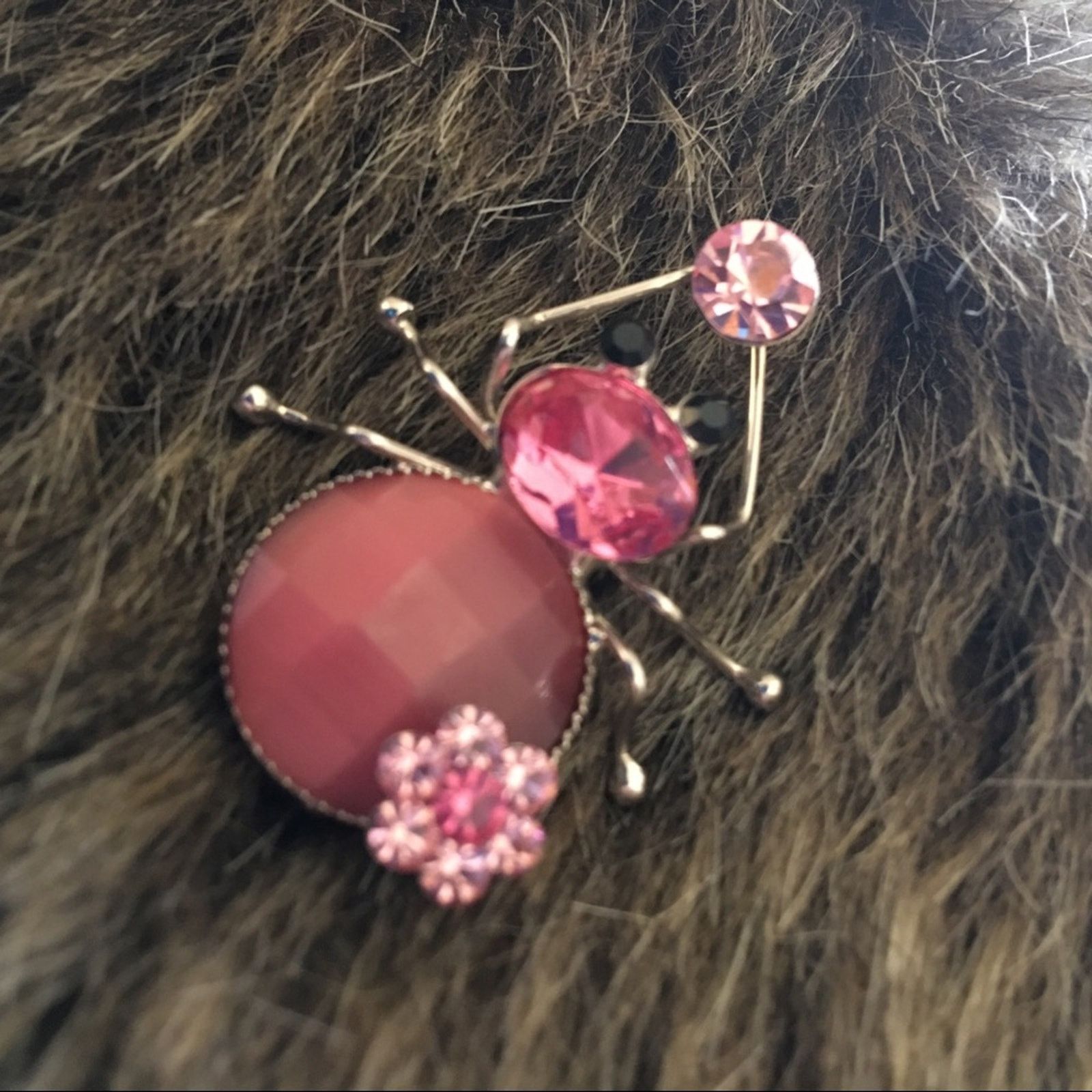 Jewelry Pink faceted stone spider pin brooch Size ONE SIZE - 2 Thumbnail
