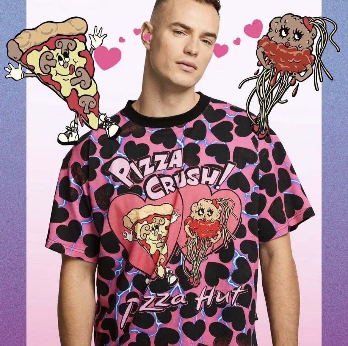 Jeremy Scott Jeremy Scott Heart Shape Box Nirvana Style Pizza Crush Tee Size US L / EU 52-54 / 3 - 22 Thumbnail