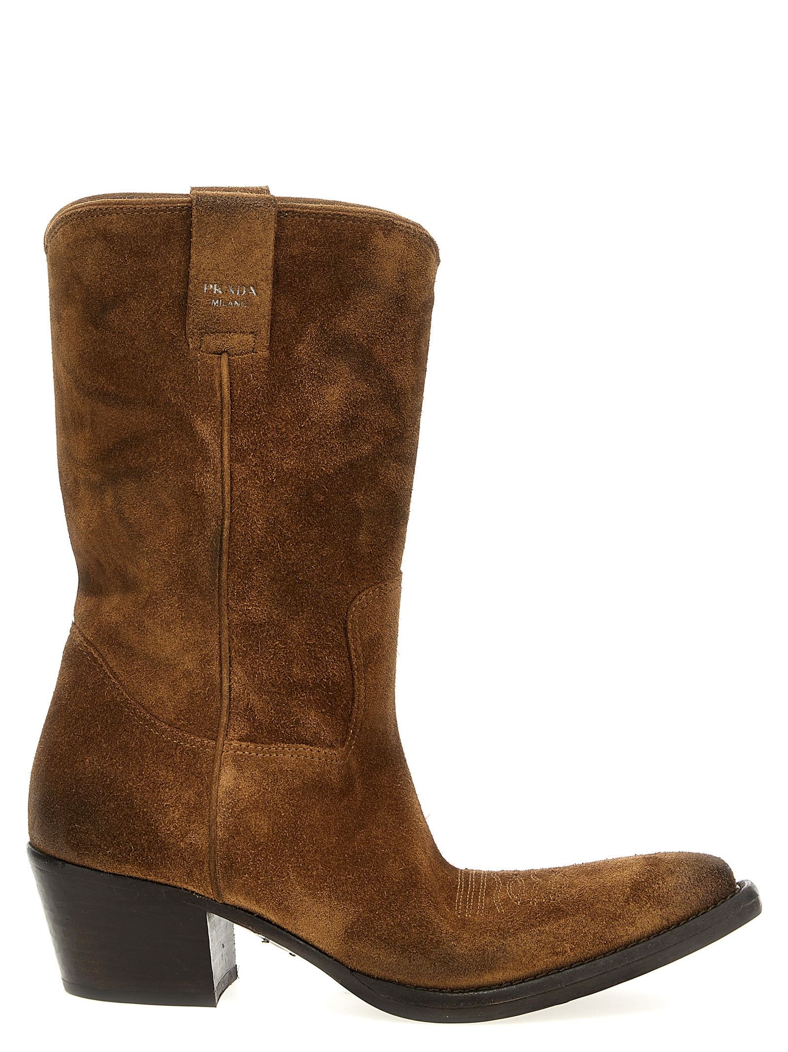 Prada Authentic Prada Linea Rossa Brown Suede Wedge Boots