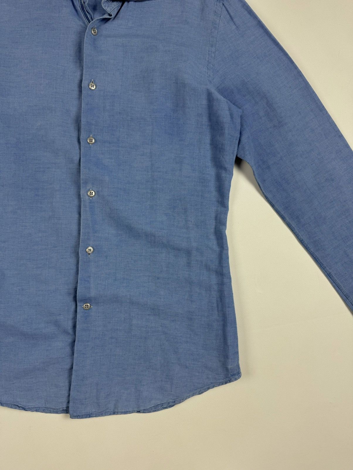 Designer × Glanshirt GLANSHIRT Blue Linen Long Sleeve Shirt Size US M / EU 48-50 / 2 - 4 Thumbnail