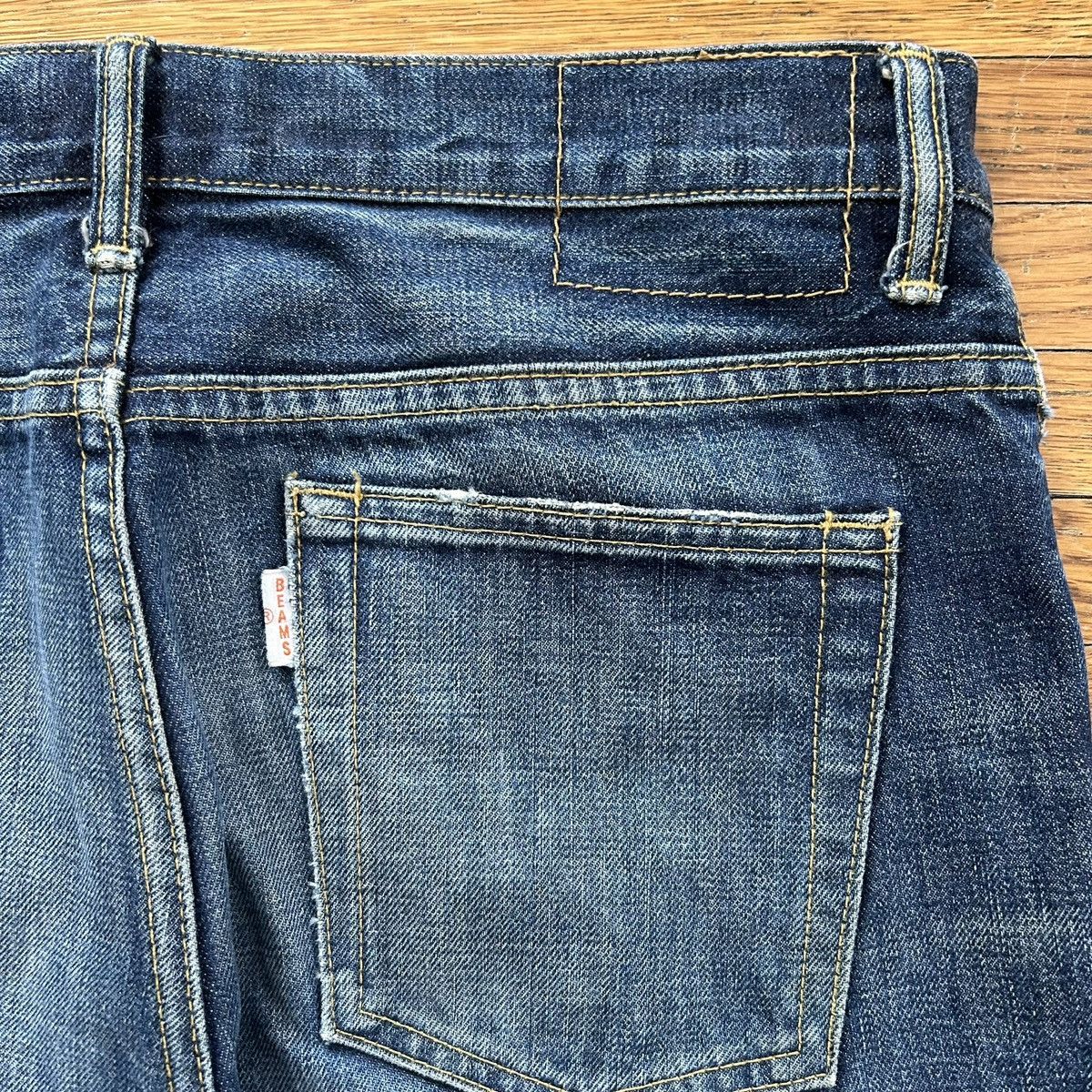 Beams Japan Distressed and Faded Straight Leg Raw Denim Jeans Size US 34 / EU 50 - 5 Thumbnail