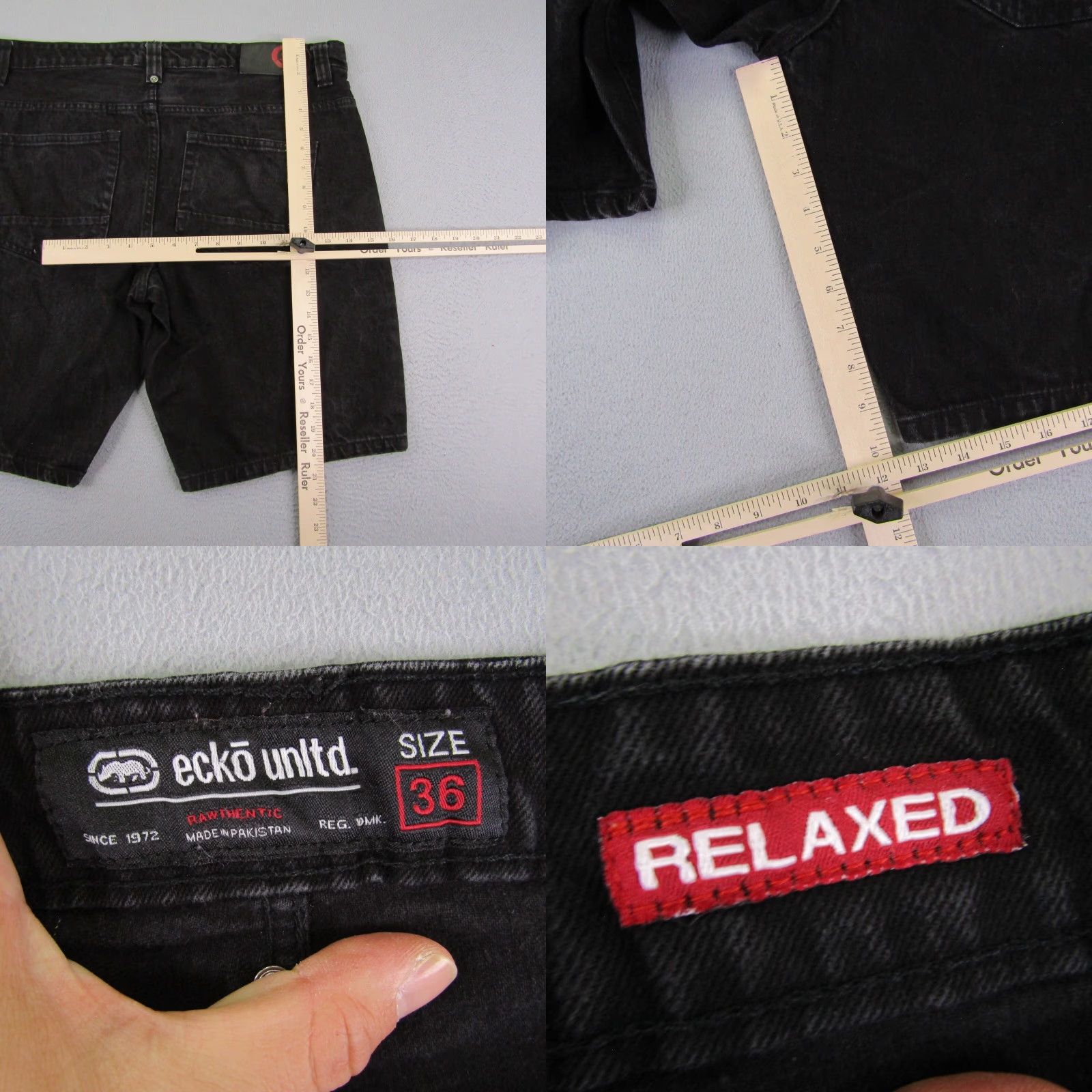 Ecko Unltd. VINTAGE Ecko Unltd Jeans Shorts Mens 36 Black Denim Rhino Logo Relaxed Fit Hip Hop Y2K Size US 38 / EU 54 - 8 Thumbnail