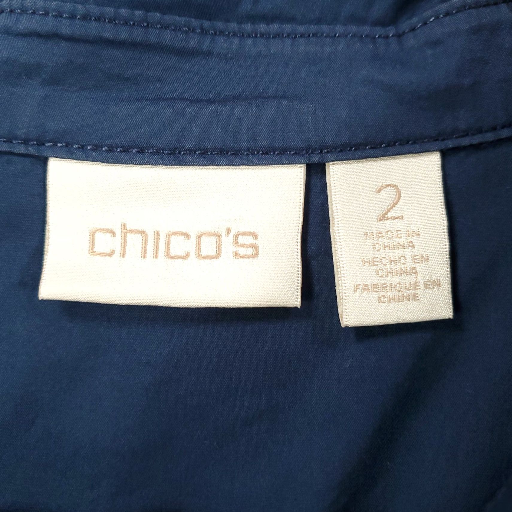 Vintage Chicos Blouse Womens L Blue Button Up Long Sleeve Collared 2 Chicos Size L / US 10 / IT 46 - 5 Thumbnail