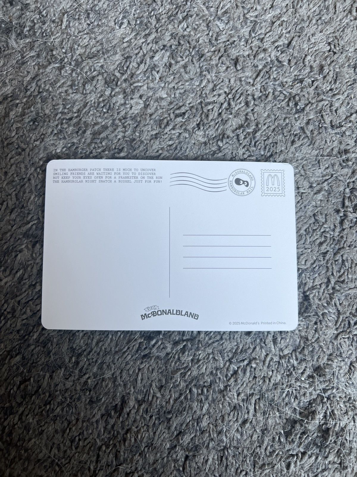 Hypebeast 2025 McDonald’s Hamburger Patch Post Card Size ONE SIZE - 2 Thumbnail