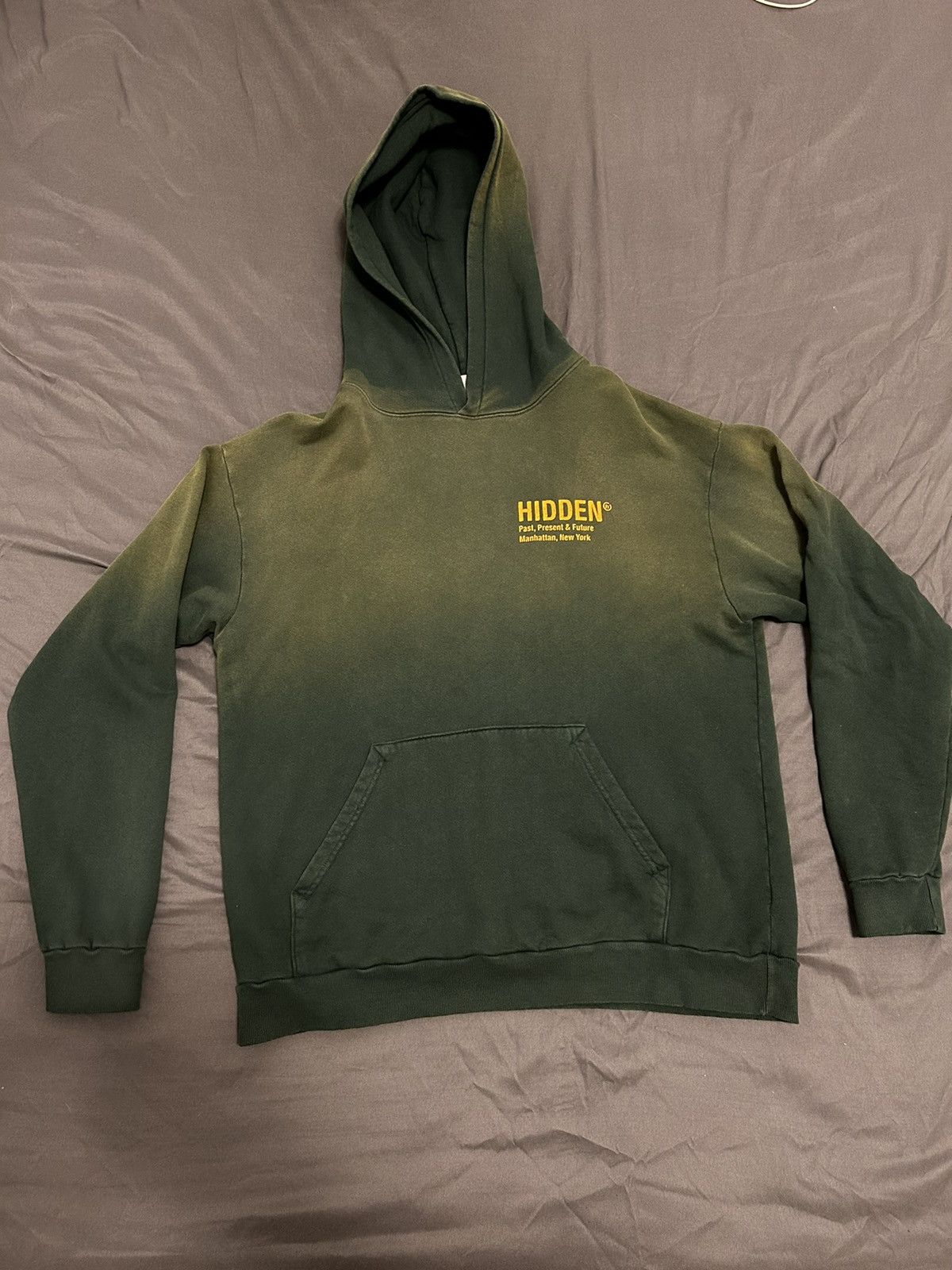 image of Hidden Sun Faded Green Hoodie in Forest Green, Men's (Size Large)