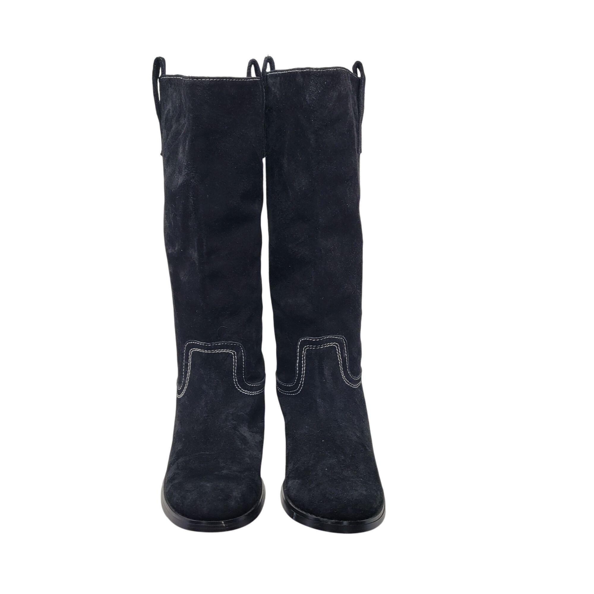 Vintage Vintage Black Suede Leather Knee High Cowboy Boots 10 White Size US 10 / IT 40 - 2 Thumbnail