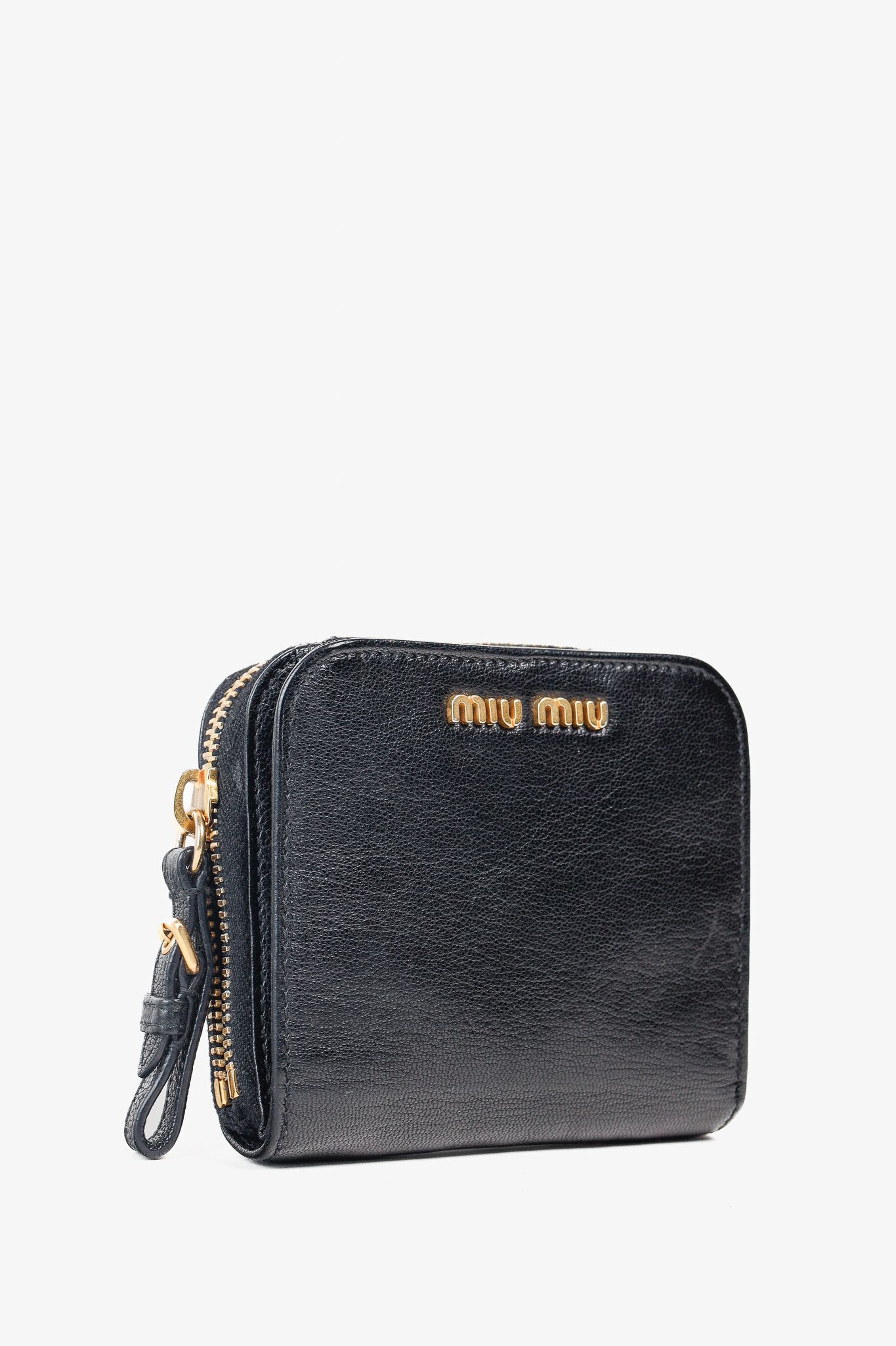 Miu Miu Miu Miu Black Leather Bi-Fold Compact Wallet Size ONE SIZE - 2 Thumbnail