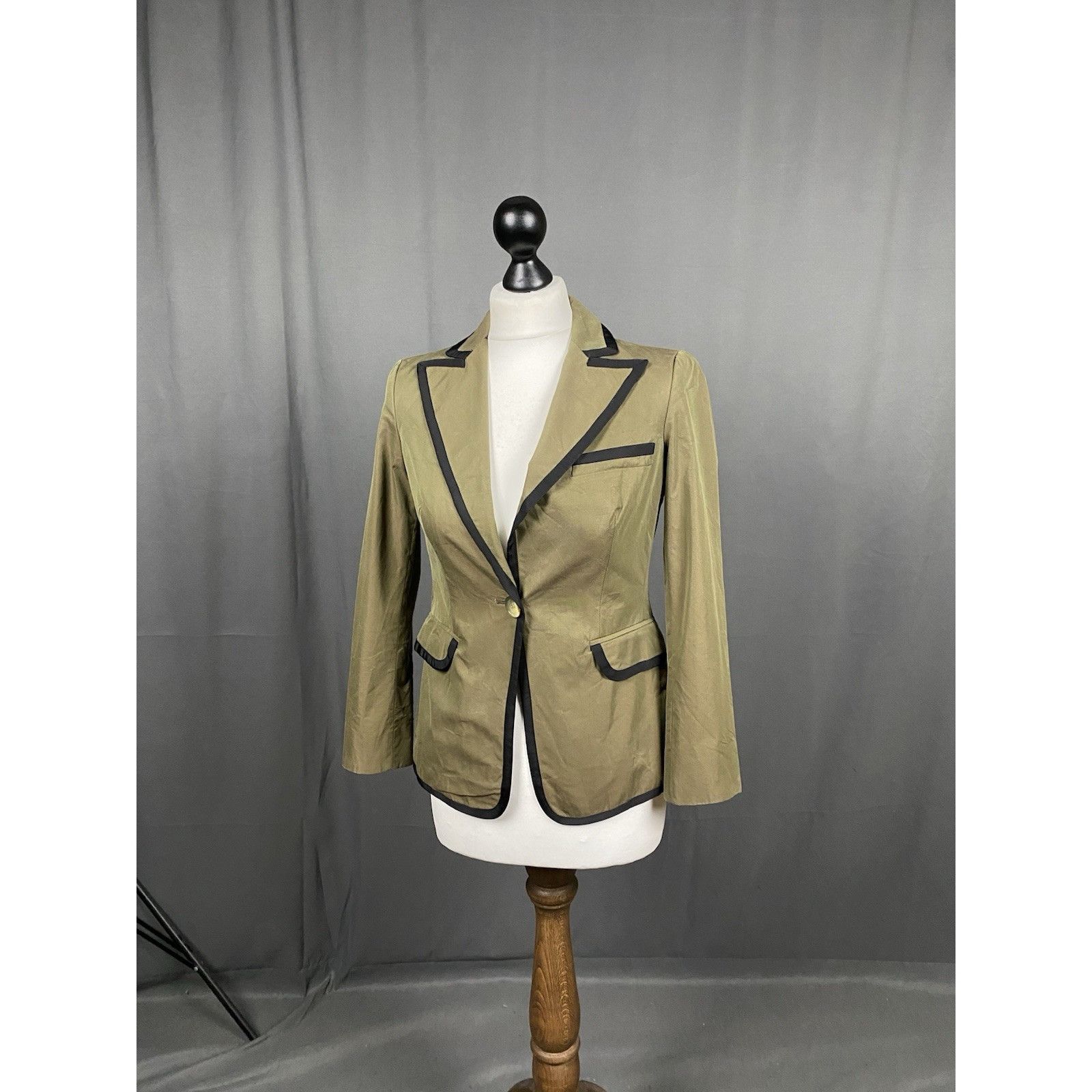 Etro Etro Contrast Stitch Women's Green 1-Button Blazer Jacket Si Size XS / US 0-2 / IT 36-38 - 4 Thumbnail