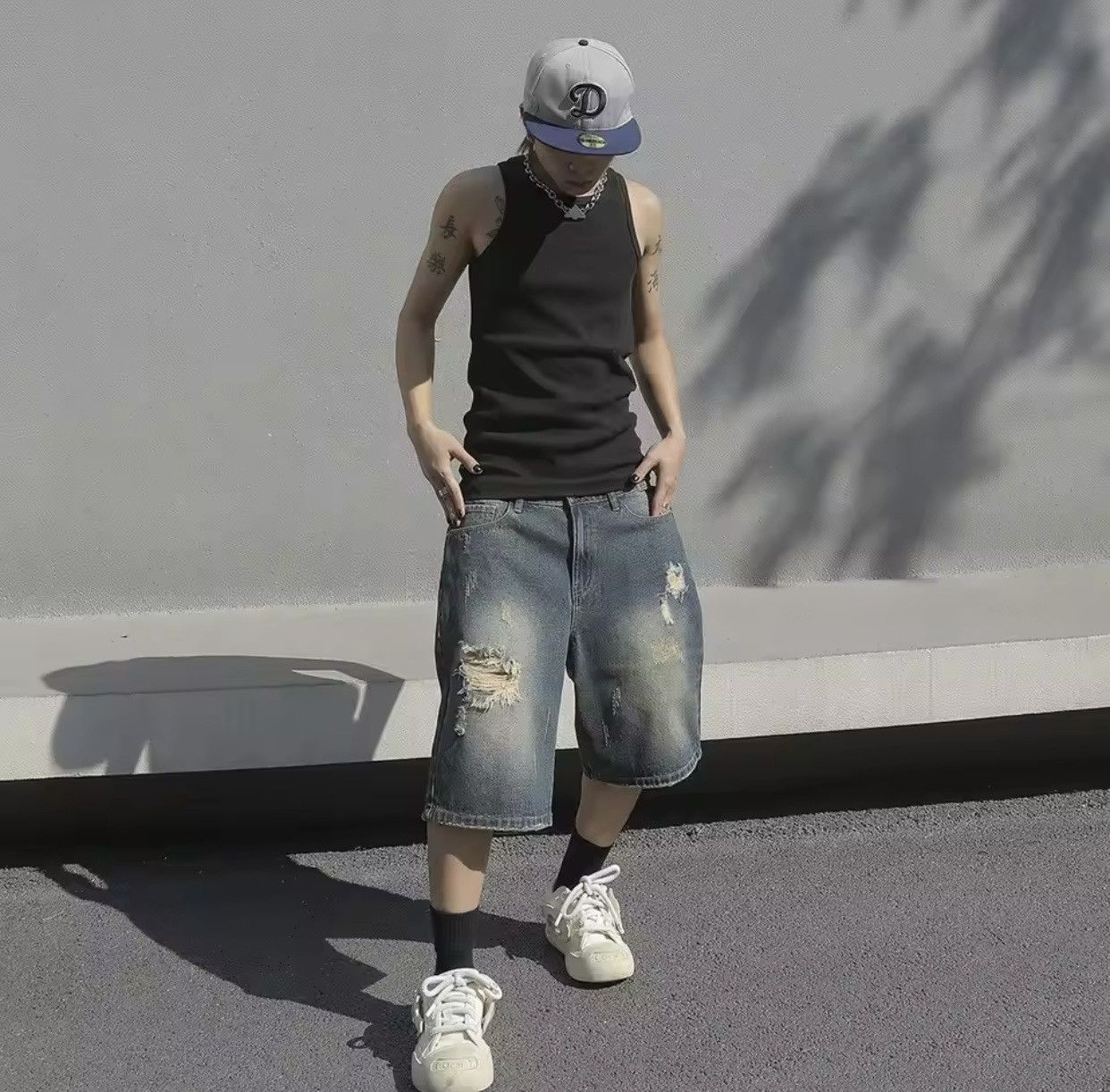 Denime × Jean Baggy Stretchy Denim Shorts Jeans Size US 40 / EU 56 - 7 Thumbnail