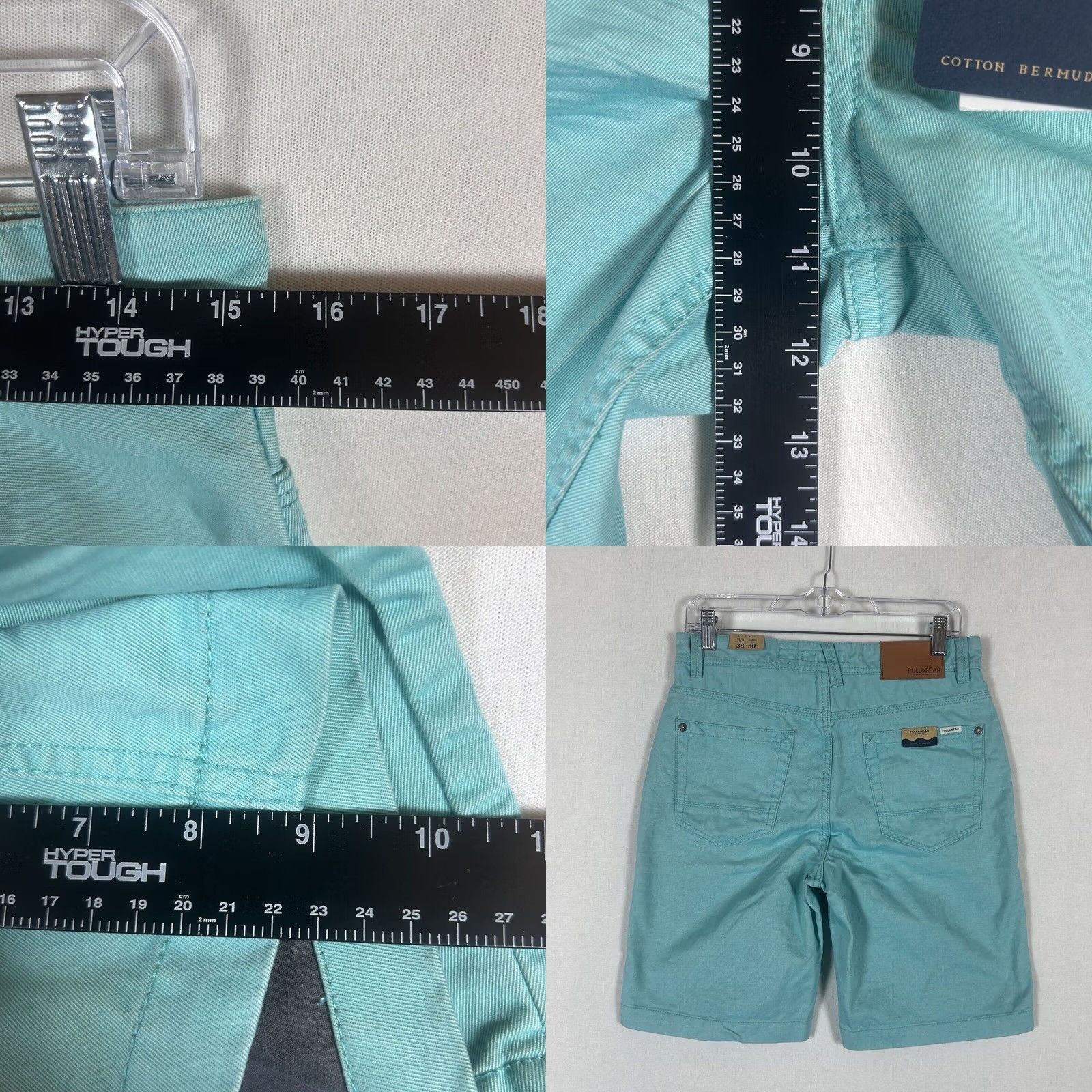 Vintage Pull&Bear Mens Bermuda Shorts 38 Cotton Teal Green Casual NWT Bermuda Shorts Casual Mens Regular Fit Pocketed Zip Closure Size US 38 / EU 54 - 8 Thumbnail