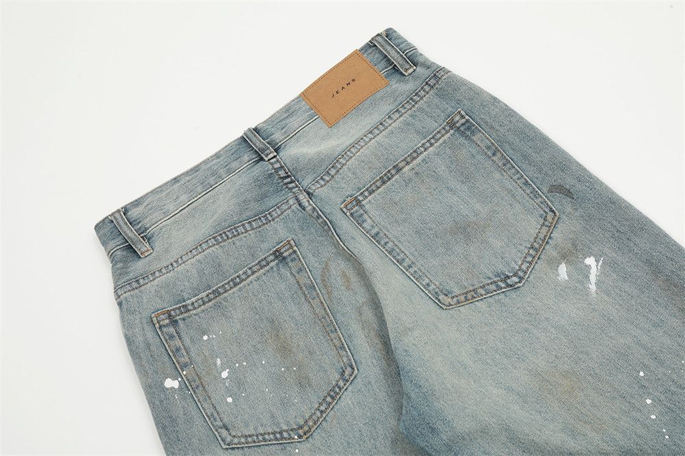 Japanese Brand × Jean Men's punk trend loose washed wide-leg ink-splashed jeans Size US 32 / EU 48 - 5 Thumbnail