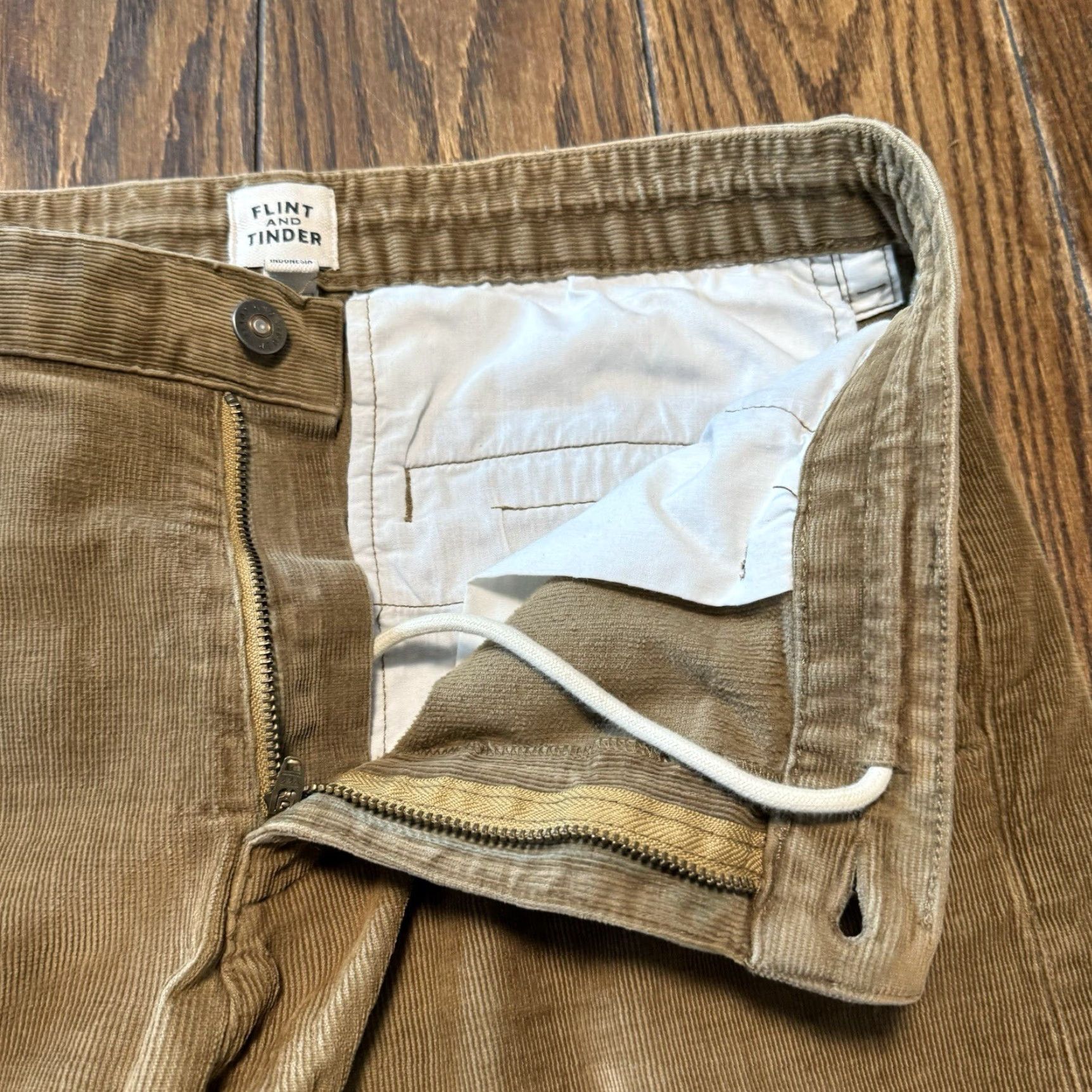 Flint And Tinder Flint And Tinder Pants Mens 34x30 Brown Corduroy Slim Straight Casual Elastic Size US 33 - 4 Thumbnail