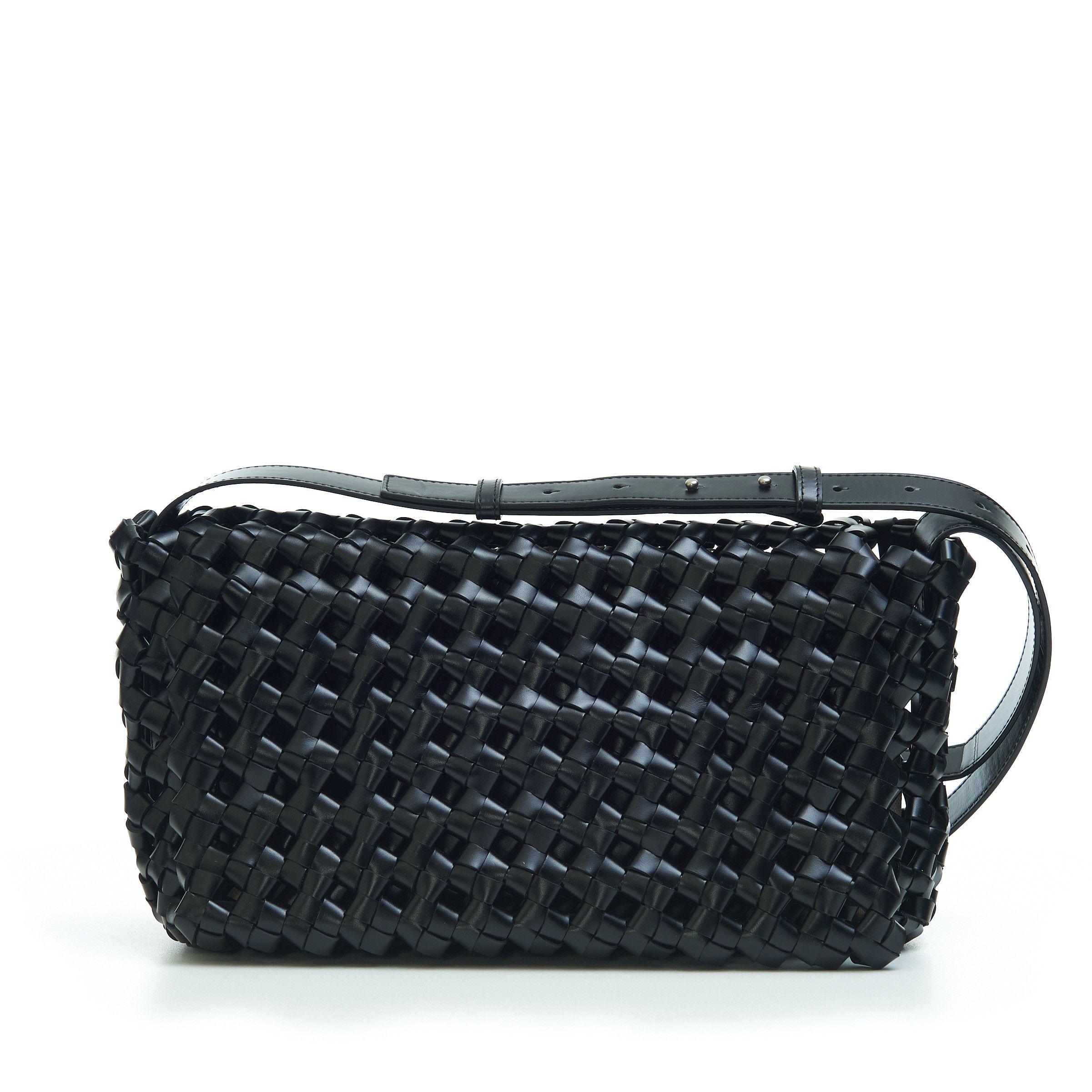 Bottega Veneta BV WINDOW Crossbody Bag in Black Woven Crochet Leather Size ONE SIZE - 1 Thumbnail