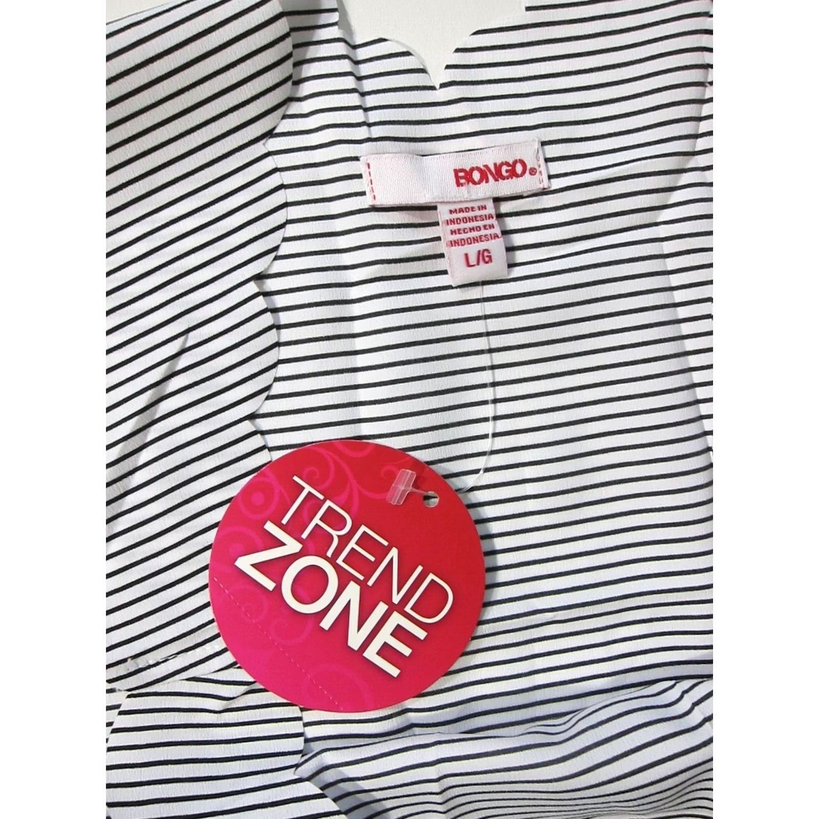 Vintage NWT Bongo Lightweight Black White Stripe Tank Top Blouse L Size L / US 10 / IT 46 - 3 Thumbnail