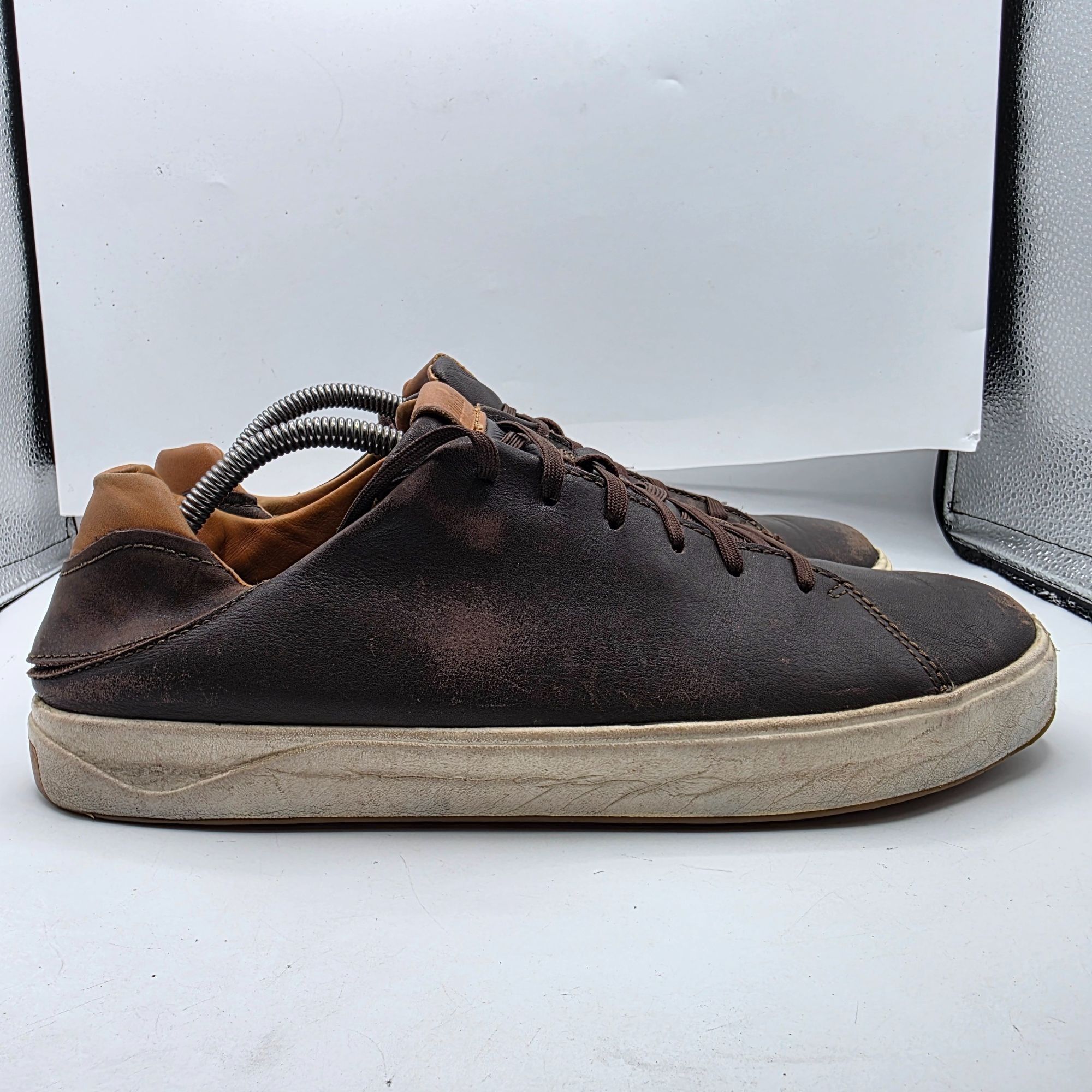 Olukai OluKai Waialae Mens Golf Shoes 10.5 Brown Dark Wood Leather Size US 10.5 / EU 43-44 - 10 Thumbnail
