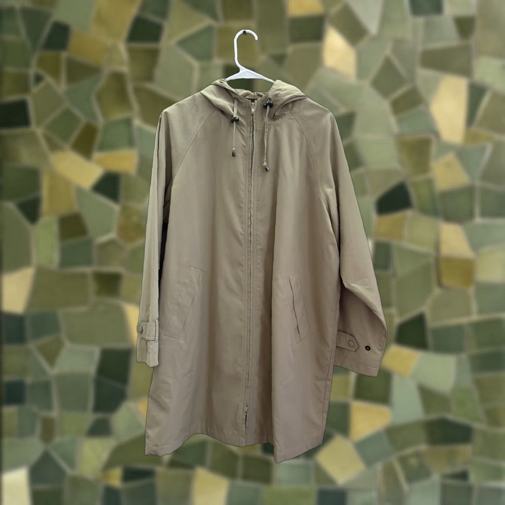 Vintage L.L. Bean Womens Jacket Size Petite Large Tan Zip Up Hooded Trench Coat Size L / US 10 / IT 46 - 1 Thumbnail