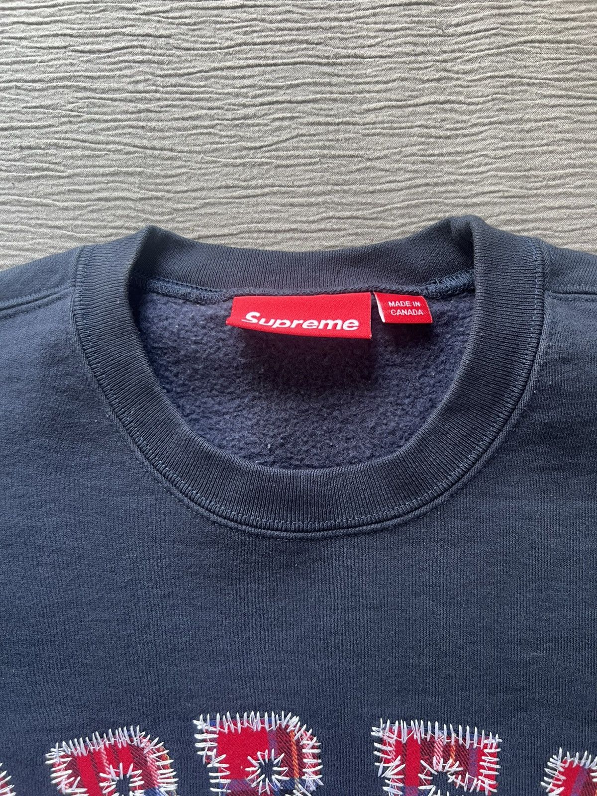 Supreme Supreme Plaid Arc Crewneck Navy Size Medium Size US M / EU 48-50 / 2 - 6 Thumbnail
