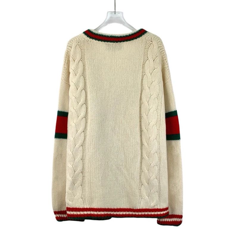 Gucci Gucci Beige striped twisted wool V-neck single-breasted lon Size L / US 10 / IT 46 - 2 Thumbnail