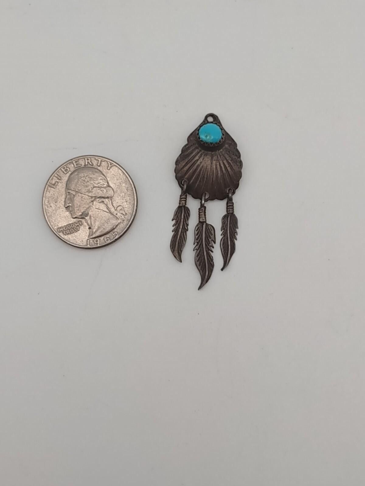 The Unbranded Brand Southwestern 925 Silver Turquoise Concho Shell Feather Charm Size ONE SIZE - 3 Thumbnail