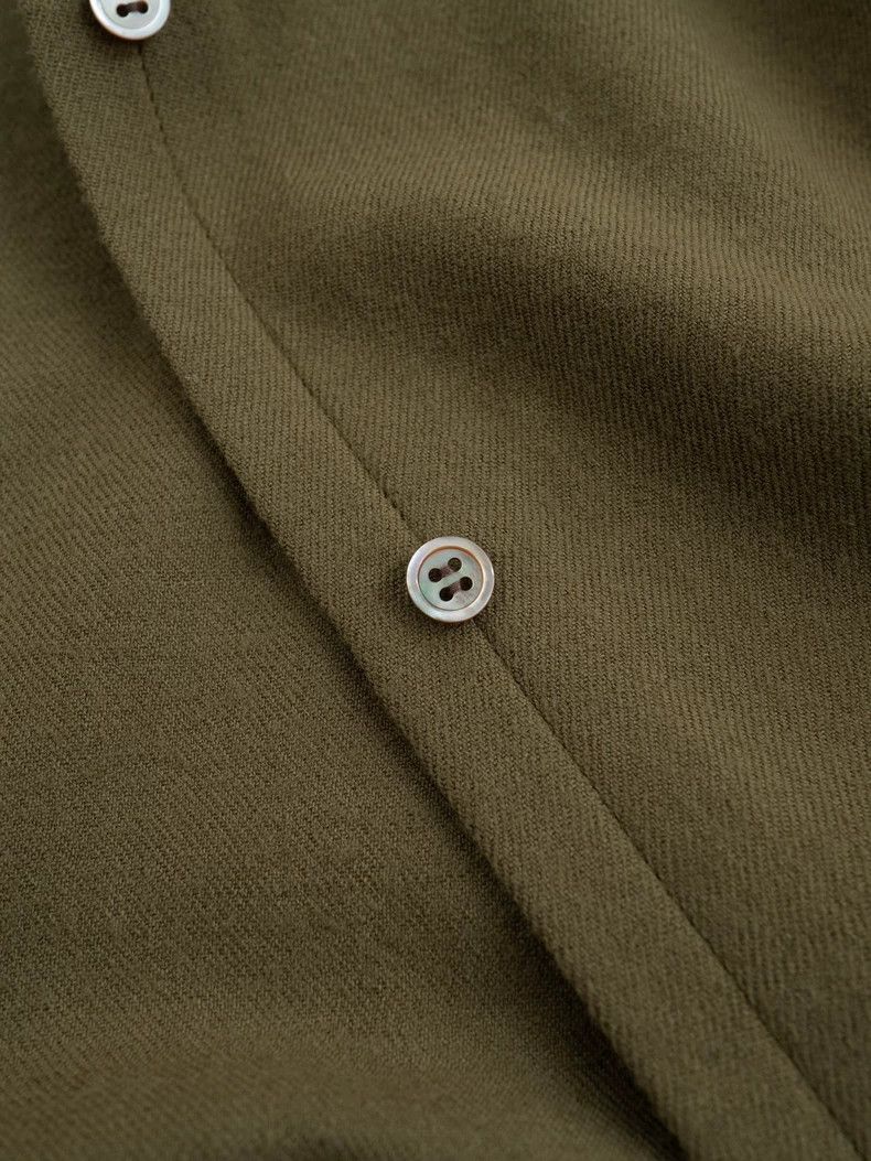 Yohji Yamamoto Yohji Yamamoto Olive Green Reversible Wool Long Sleeve Shir Size US L / EU 52-54 / 3 - 9 Thumbnail
