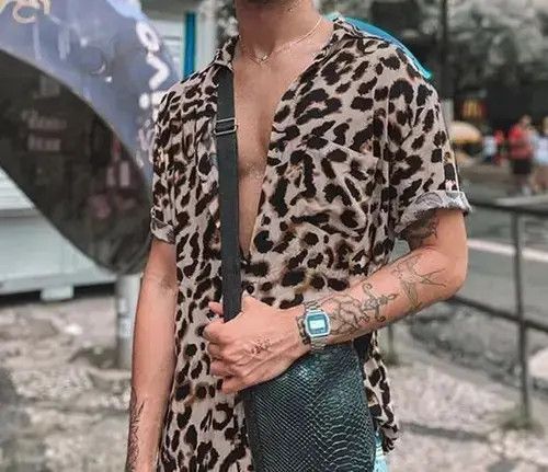Other Summer Leopard Print Shirt Men Short Sleeve Streetwear Size US L / EU 52-54 / 3 - 2 Thumbnail