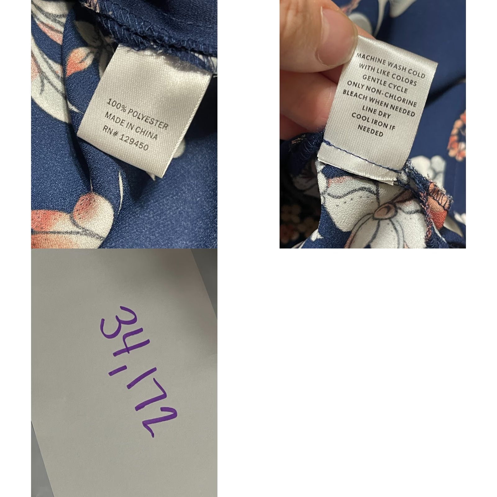 Vintage Como Shirt, Womens Medium Blue White Pink Floral Long Sleeve Button Up Size M / US 6-8 / IT 42-44 - 8 Thumbnail