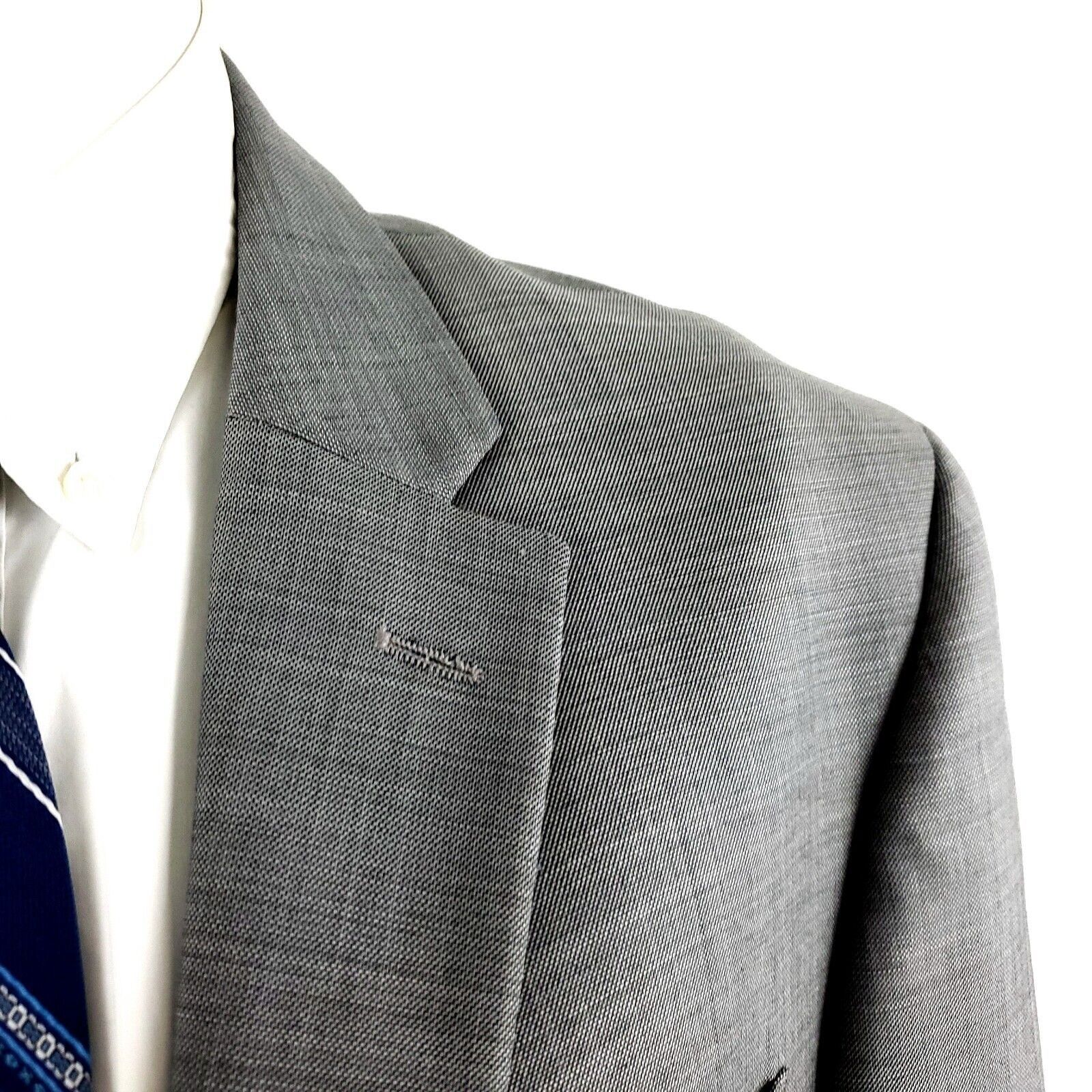 Tommy Hilfiger Tommy Hilfiger Worsted Wool 2 Button Blazer 40R Gray Sharksk Size 40R - 2 Thumbnail