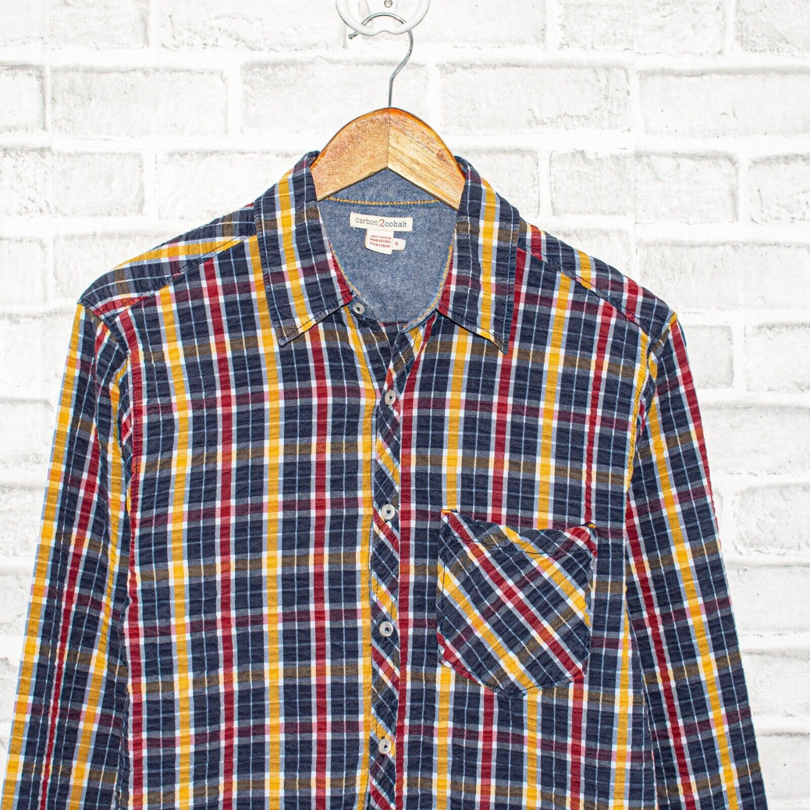 Carbon2Cobalt Carbon 2 cobalt Button up Shirt Crinkled Cotton Blue yellow Size US S / EU 44-46 / 1 - 4 Thumbnail