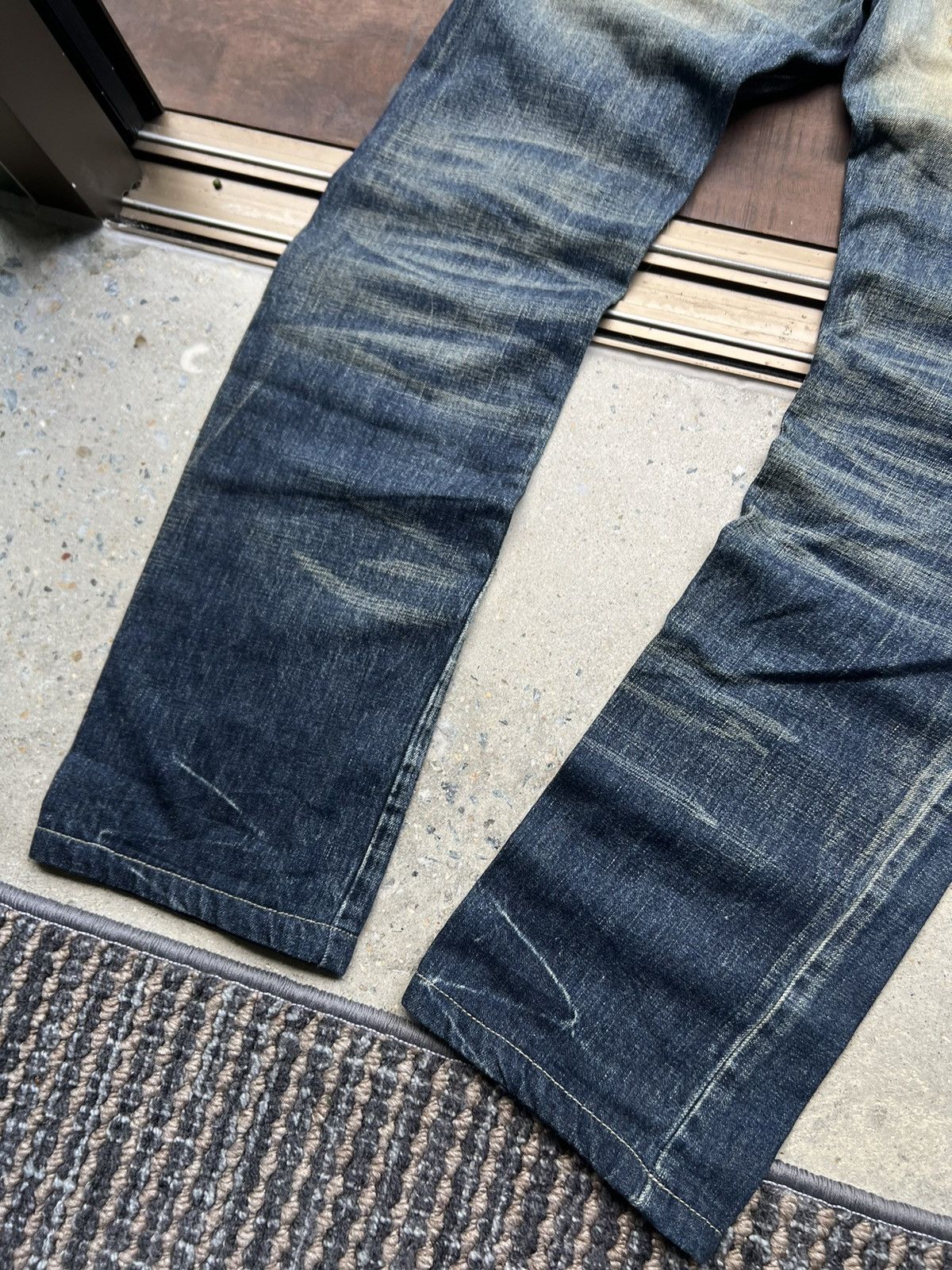 Japanese Brand 00’s ONIARAI RARE EMBROIDED FADED JEANS EVISU STYLE RARE Size US 29 - 4 Thumbnail