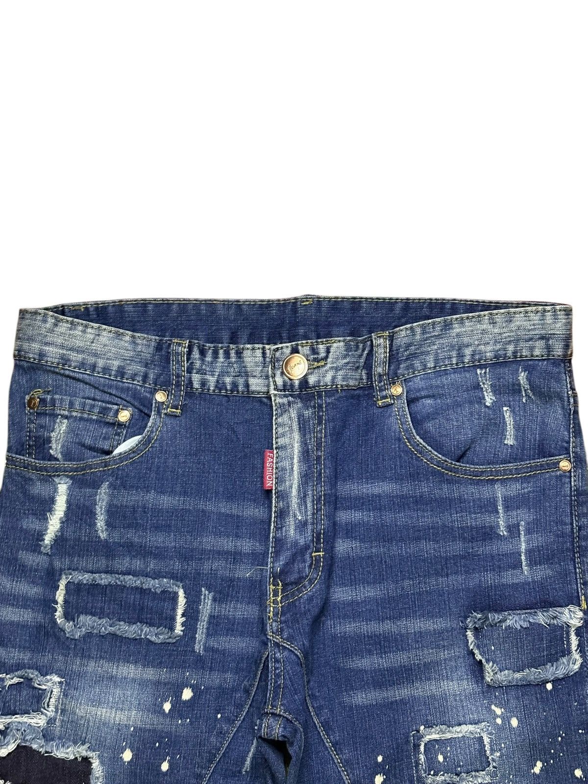 Japanese Brand Vintage Japanese Brand Patches Faded Acid Wash Slim Jeans Size US 33 - 4 Thumbnail
