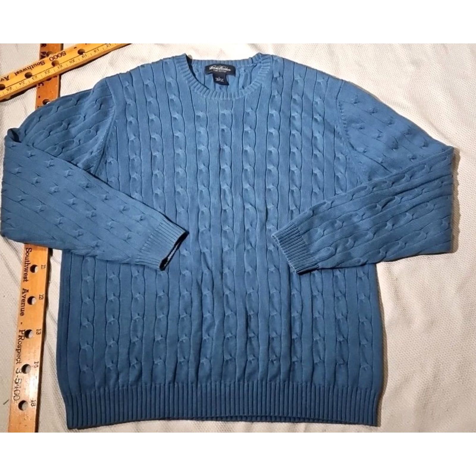 Brooks Brothers VINTAGE Brooks Brothers Sweater Mens L Blue Cable-Knit Fisherman 90s Old Money Size US L / EU 52-54 / 3 - 2 Thumbnail
