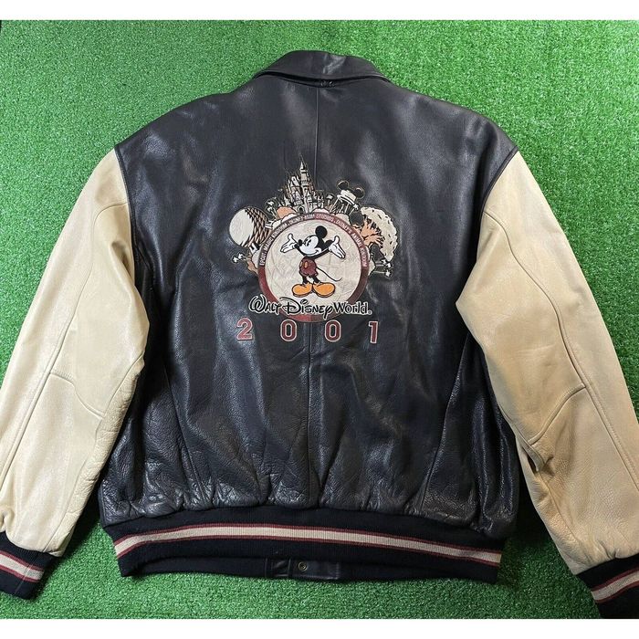 Disney Vintage Disney Large Leather Black Mickey Varsity Jacket | Grailed