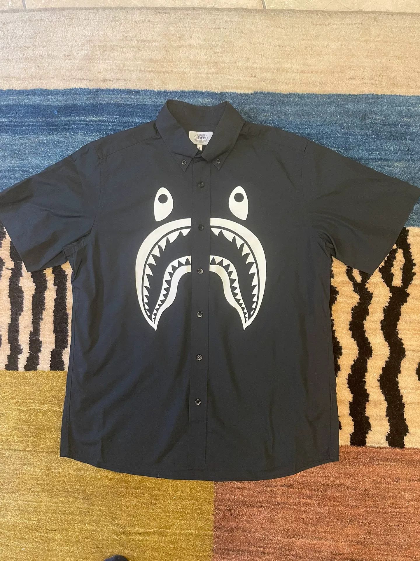 Bape Bape Black Shark Short Sleeve Shirt Size US L / EU 52-54 / 3 - 1 Thumbnail