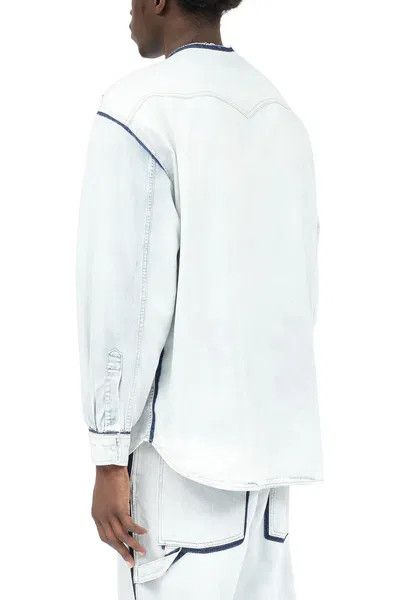 Maison Margiela oc11z0925 Collarless Denim Shirt in White/Blue Size US S / EU 44-46 / 1 - 6 Thumbnail