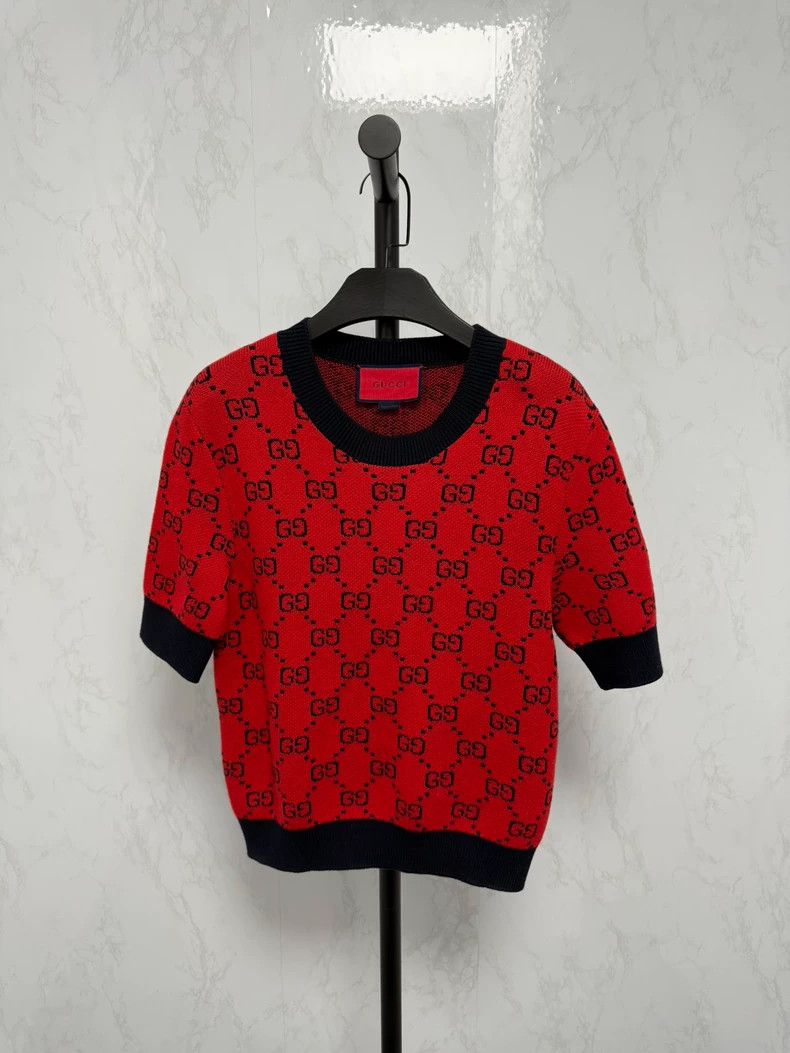 Gucci Gucci Full print old flower knitted short sleeves Size S / US 4 / IT 40 - 1 Thumbnail