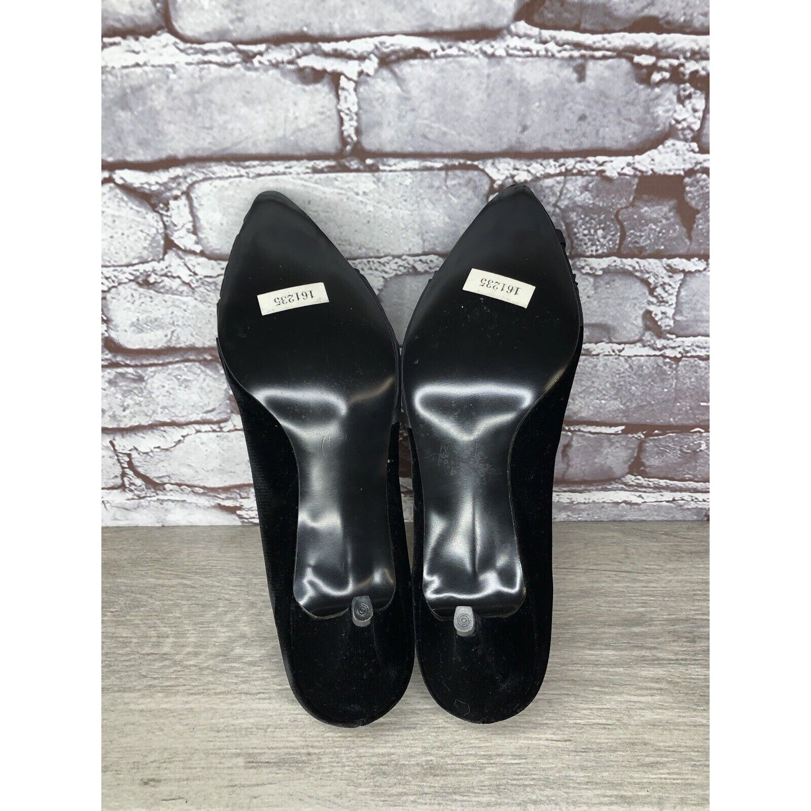 Other Private Collection Black Suede Rhinestone Pointed Toe Pumps Size US 9.5 / IT 39.5 - 10 Thumbnail