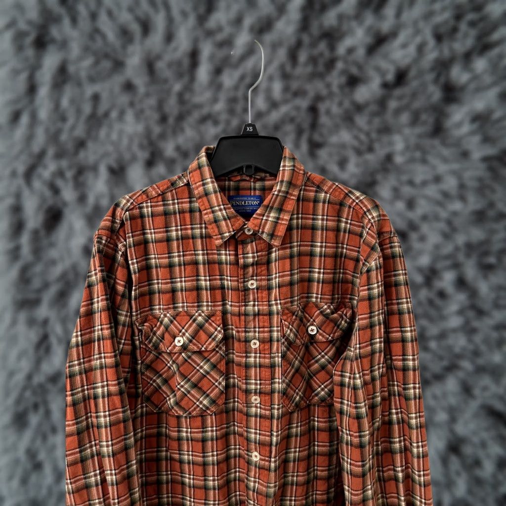 Pendleton VINTAGE Pendleton Shirt Mens L Orange Plaid Button-Down Flannel Pockets Long Sleeve Size US L / EU 52-54 / 3 - 1 Thumbnail