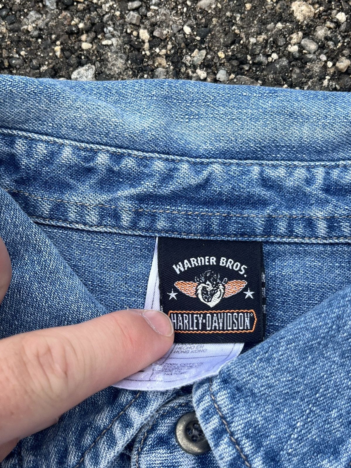 Harley Davidson × Vintage × Warner Bros Warnerbros X Harley Davidson denim jacket / shirt 2001 sizeL Size US L / EU 52-54 / 3 - 4 Thumbnail