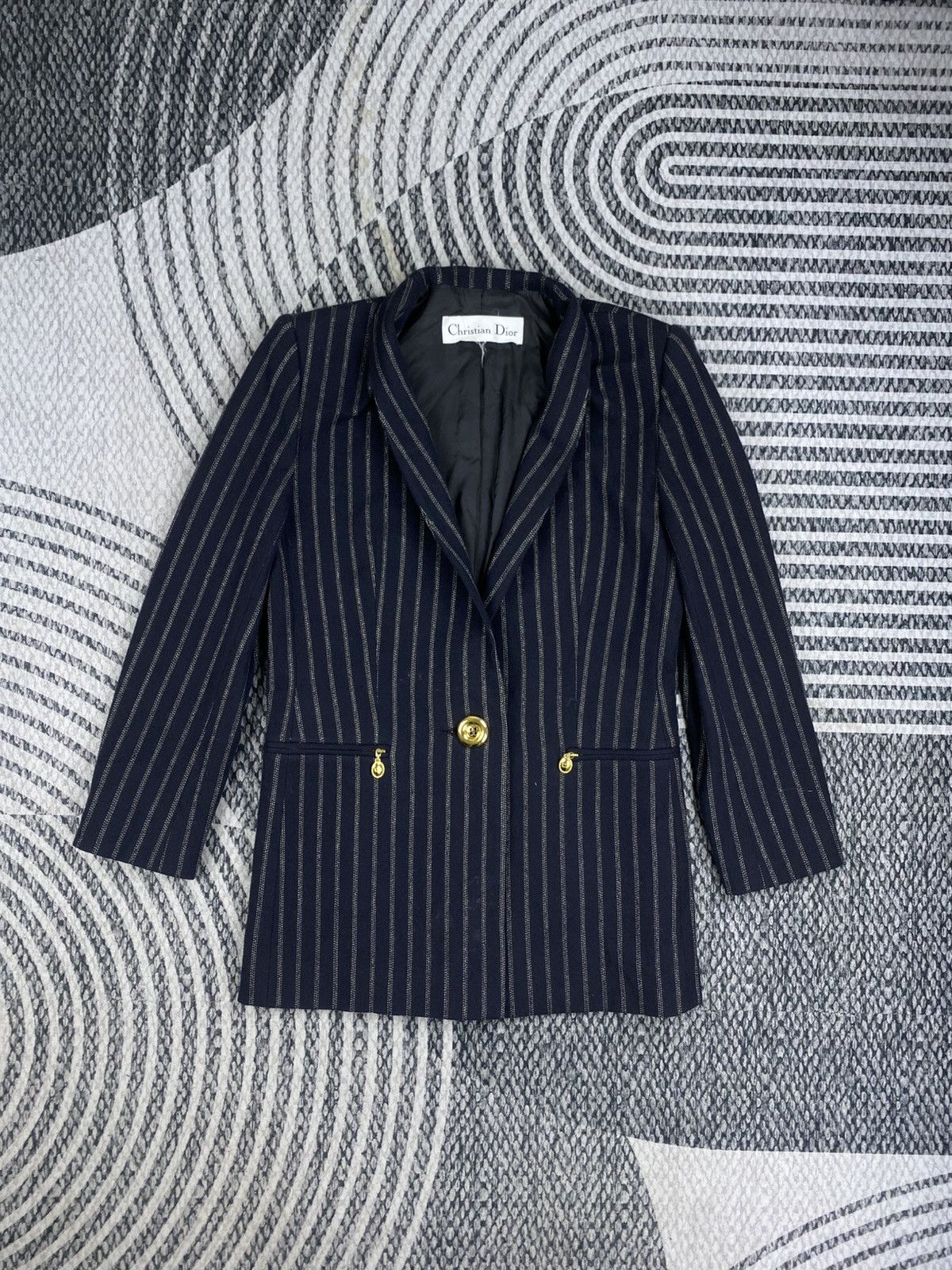 Christian Dior Monsieur Vtg Christian Dior Single Button Striped Blazer Style Jacket Size M / US 6-8 / IT 42-44 - 2 Thumbnail