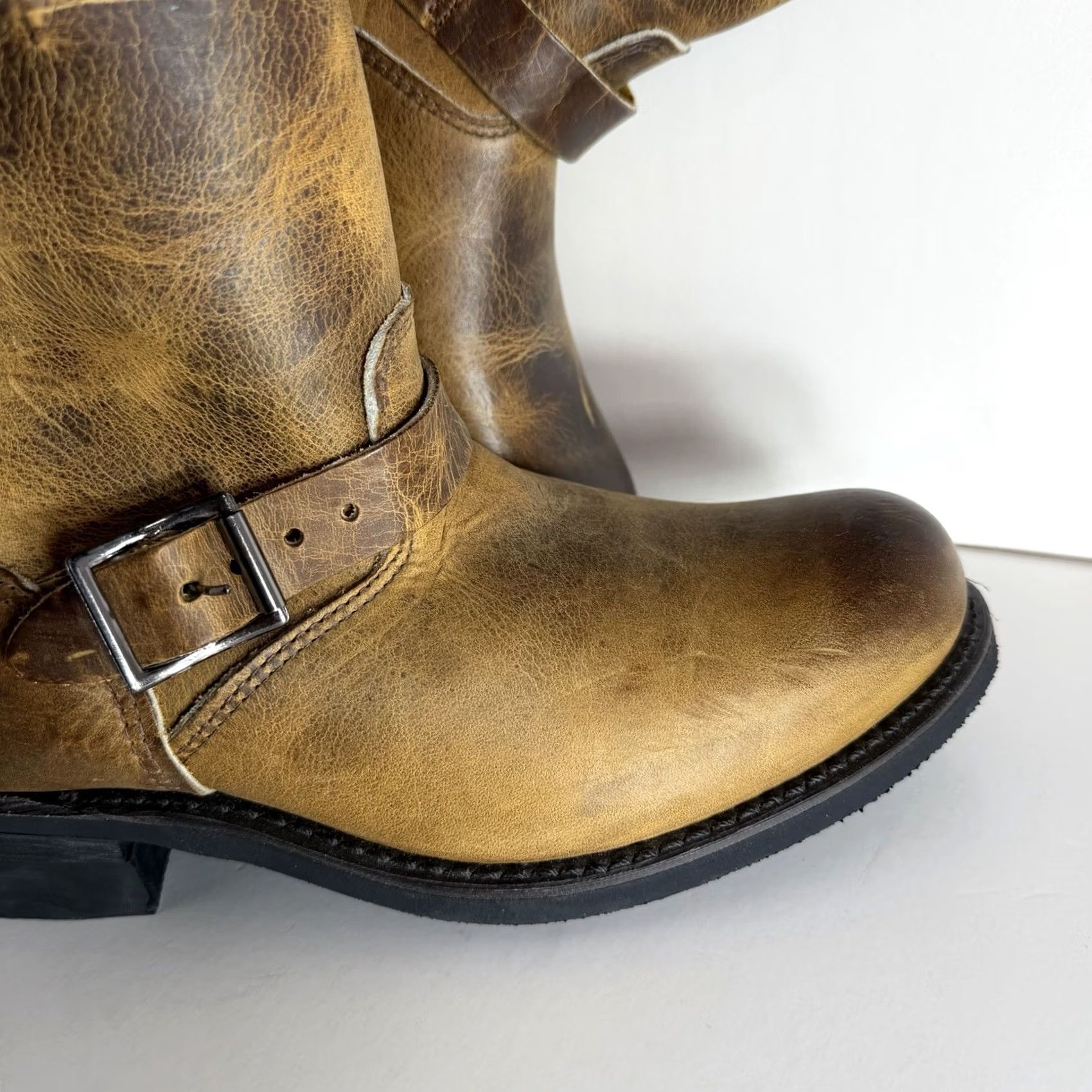 Frye Frye Engineer Boots Brown Leather Mens 11 M Buckle USA Made Size US 11 / EU 44 - 3 Thumbnail