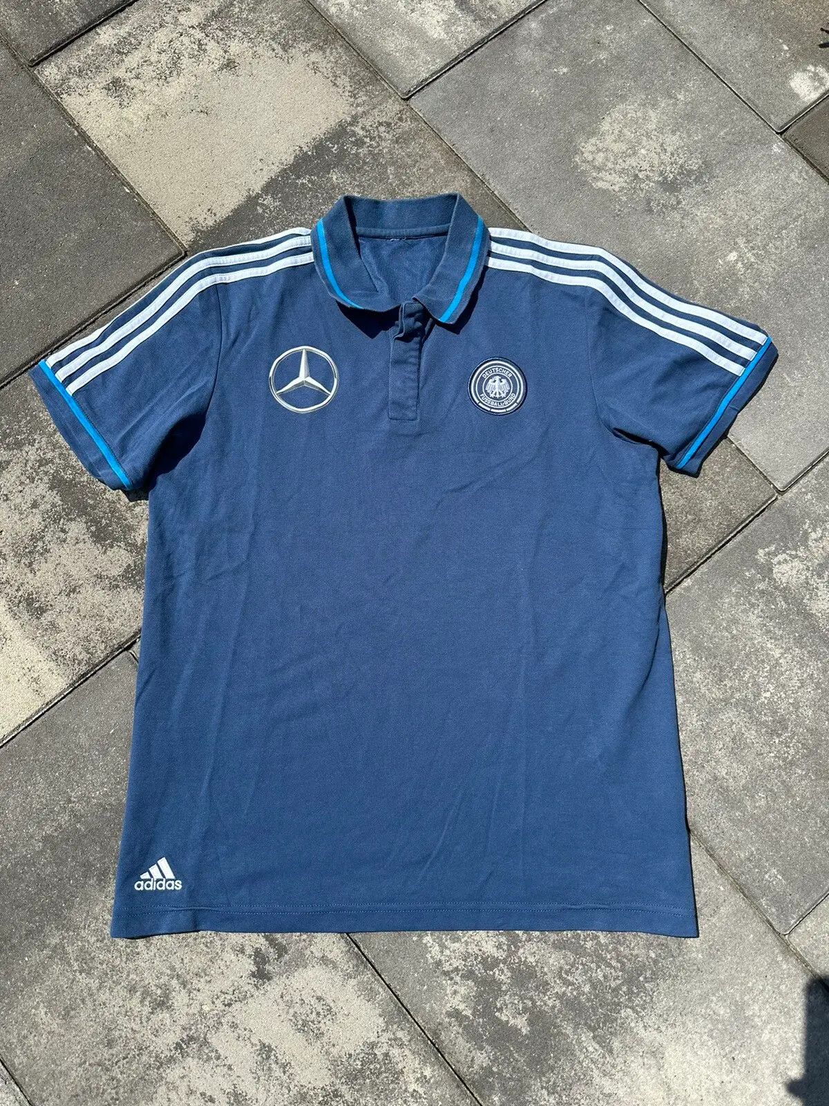 Pre-owned Adidas X Soccer Jersey Adidas Germany Football Clum Mercedes Amg Polo T-shirt In Blue