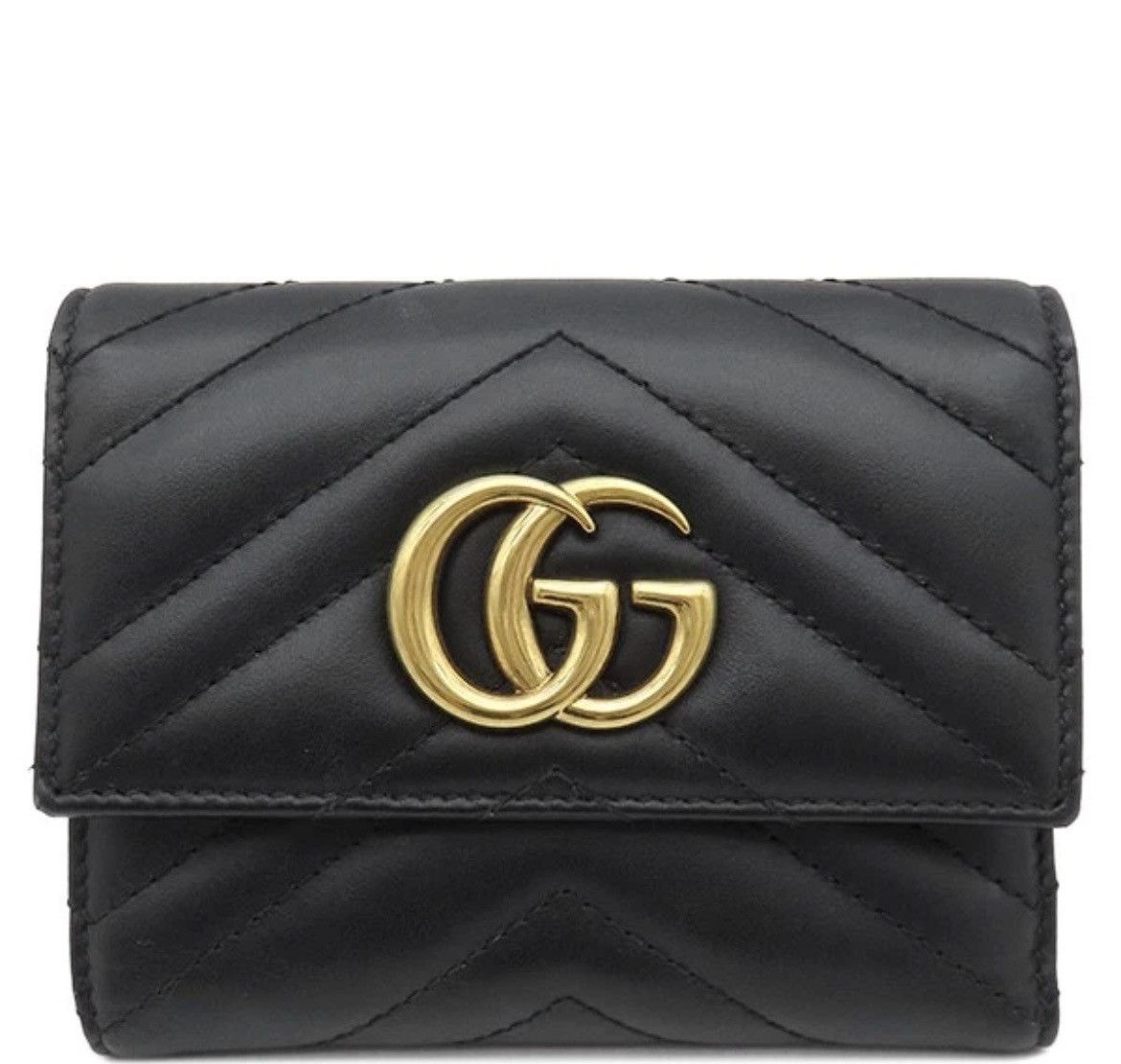 Gucci GUCCI Tri Fold Wallet GG Marmont Leather Black 474802 Size ONE SIZE - 5 Thumbnail